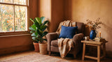 Bleu et terracotta : le bleu qui fait respirer un intérieur d'automne