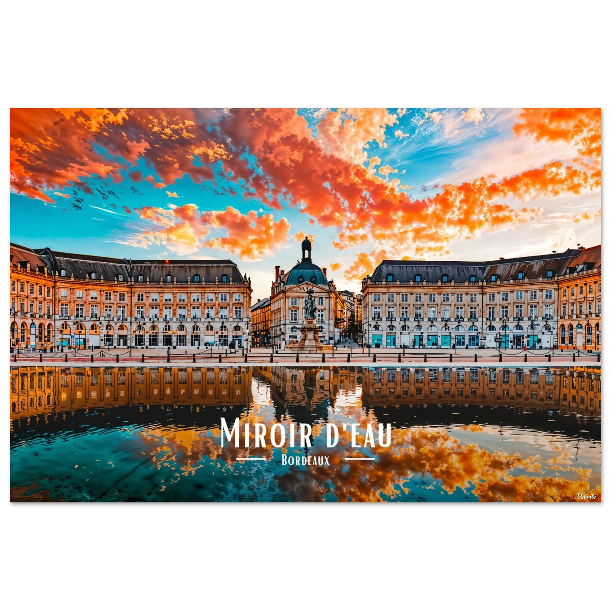 Affiche de Bordeaux Miroir d’eau - Bordeaux 61 × 91 cm / Sans Cadre - Univile