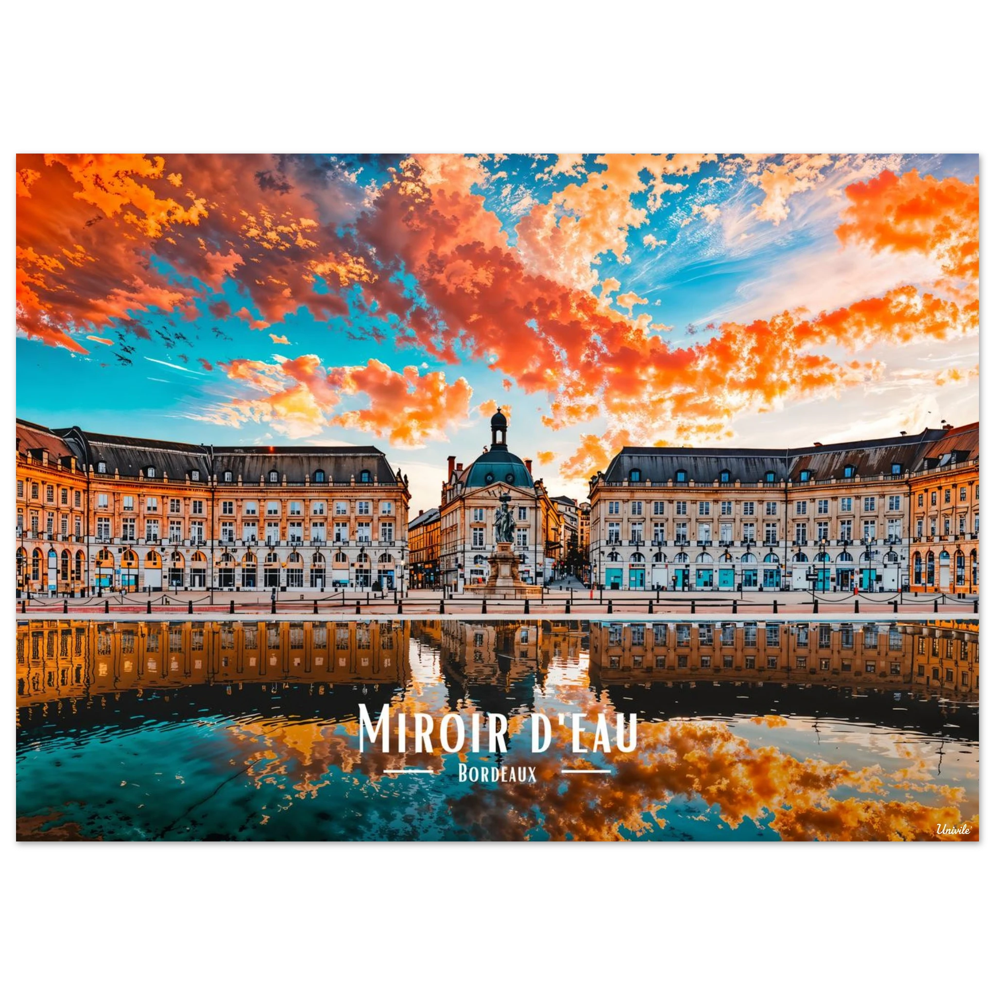 Affiche de Bordeaux Miroir d’eau - Bordeaux 50 × 70 cm / Sans Cadre - Univile