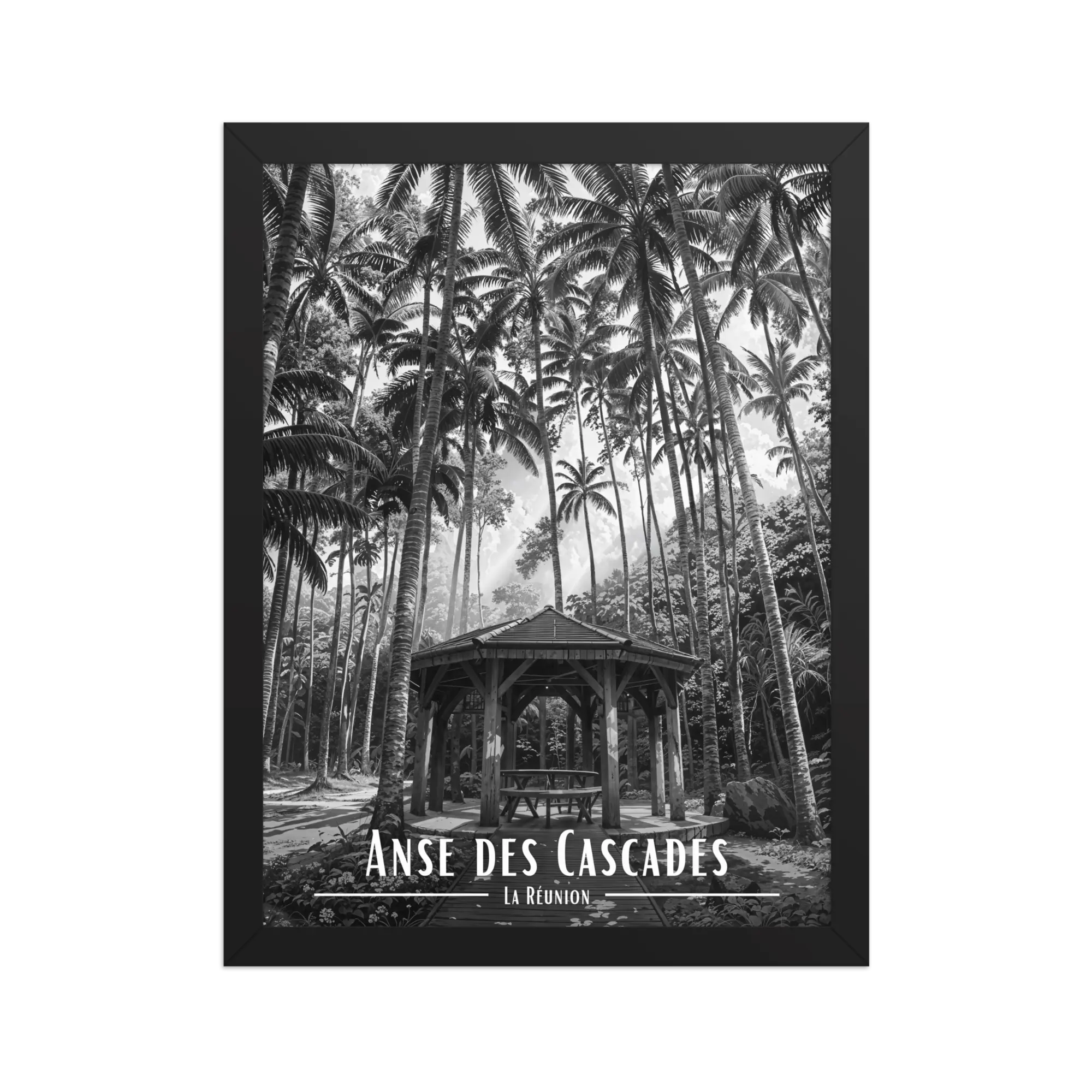 Affiche Anse des Cascades Noir & Blanc 30 × 40 cm Blanc - Univile