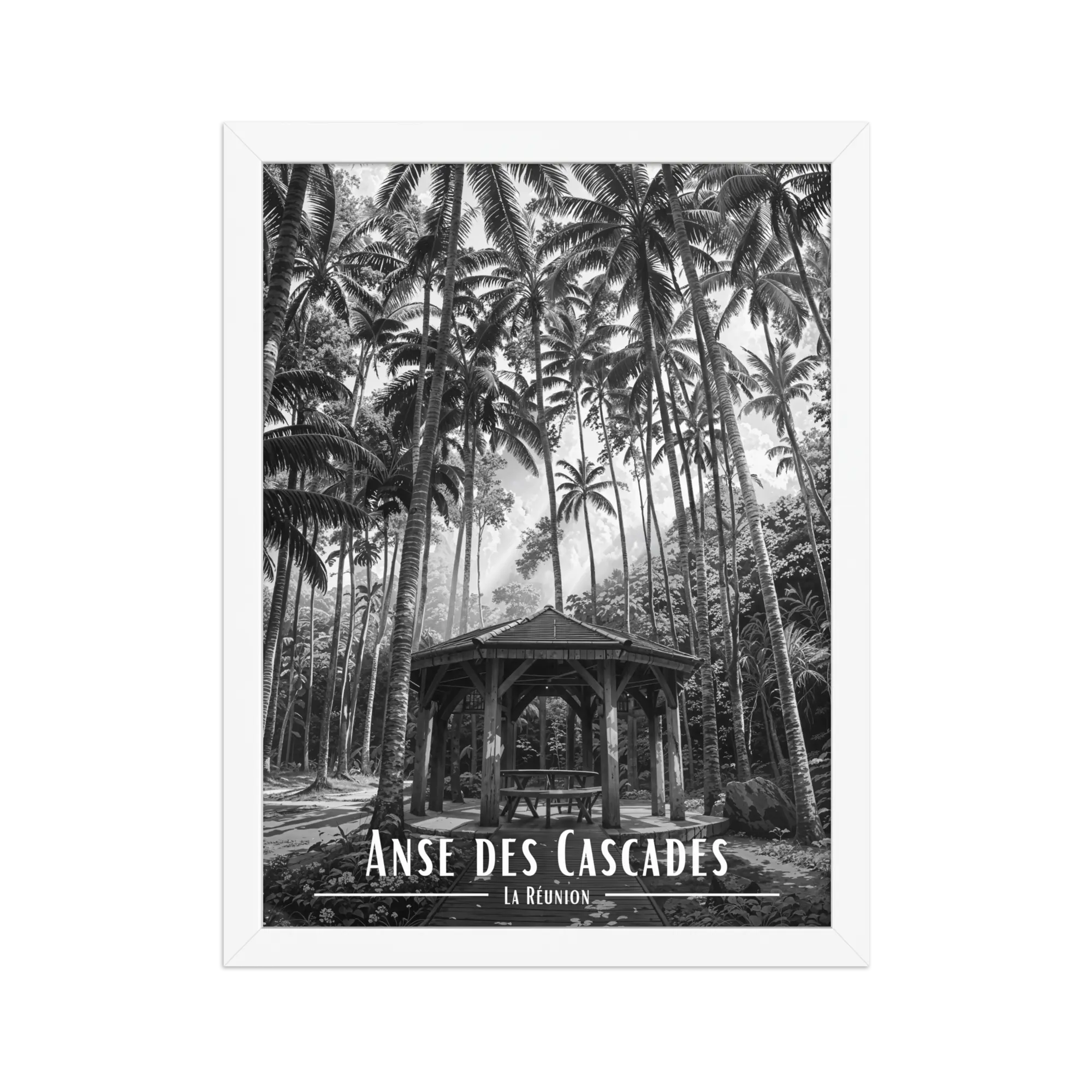 Affiche Anse des Cascades Noir & Blanc 50 × 70 cm Oak - Univile