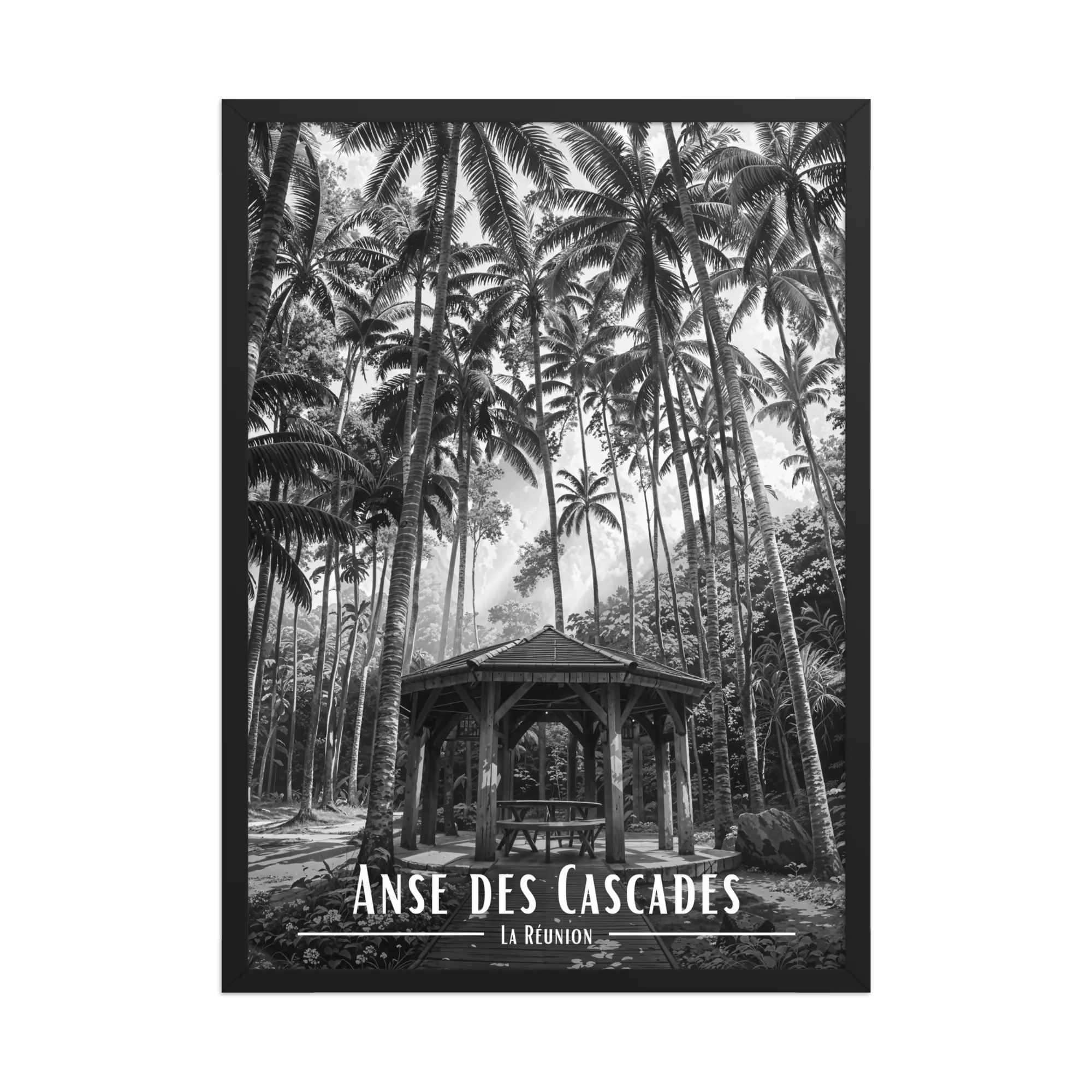 Affiche Anse des Cascades Noir & Blanc 30 × 40 cm Oak - Univile