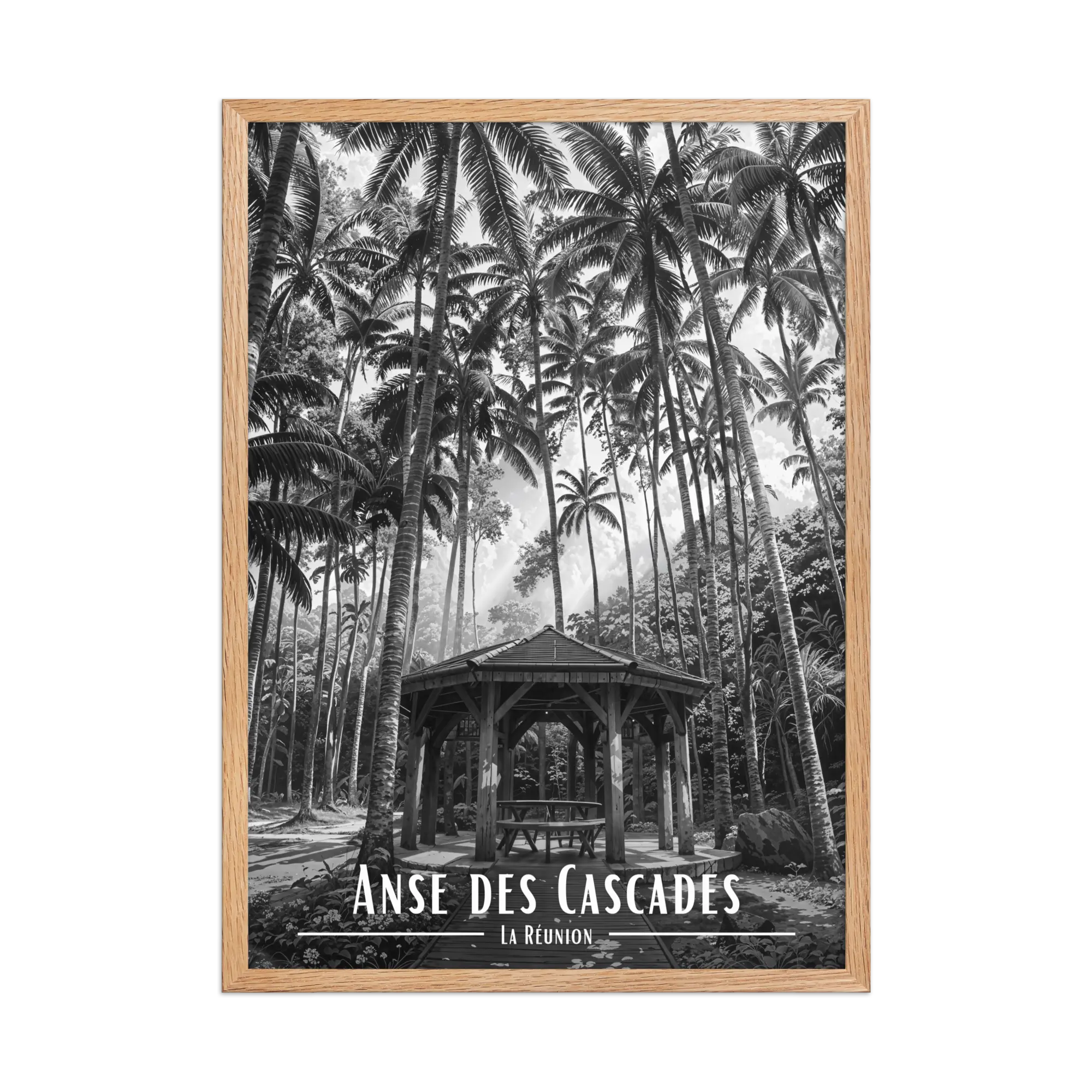 Affiche Anse des Cascades Noir & Blanc 50 × 70 cm Sans Cadre - Univile