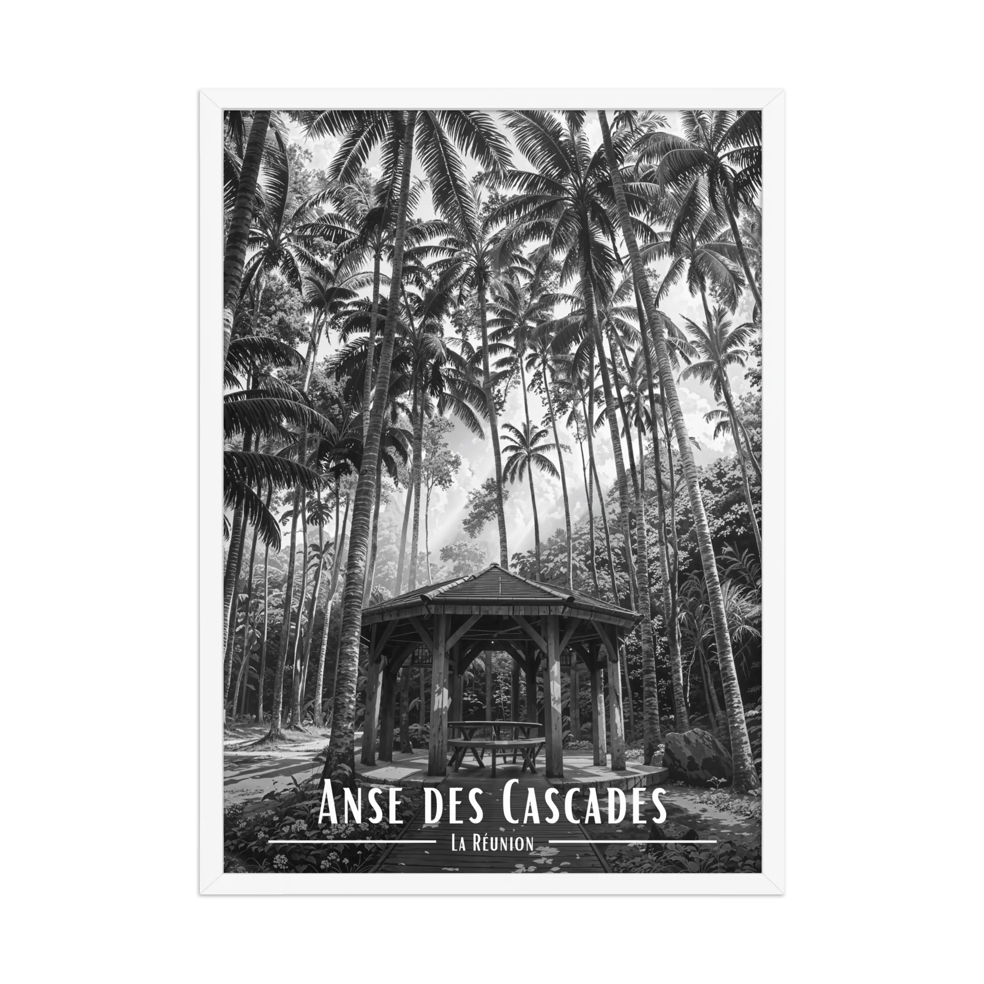Affiche Anse des Cascades Noir & Blanc 50 × 70 cm Noir - Univile