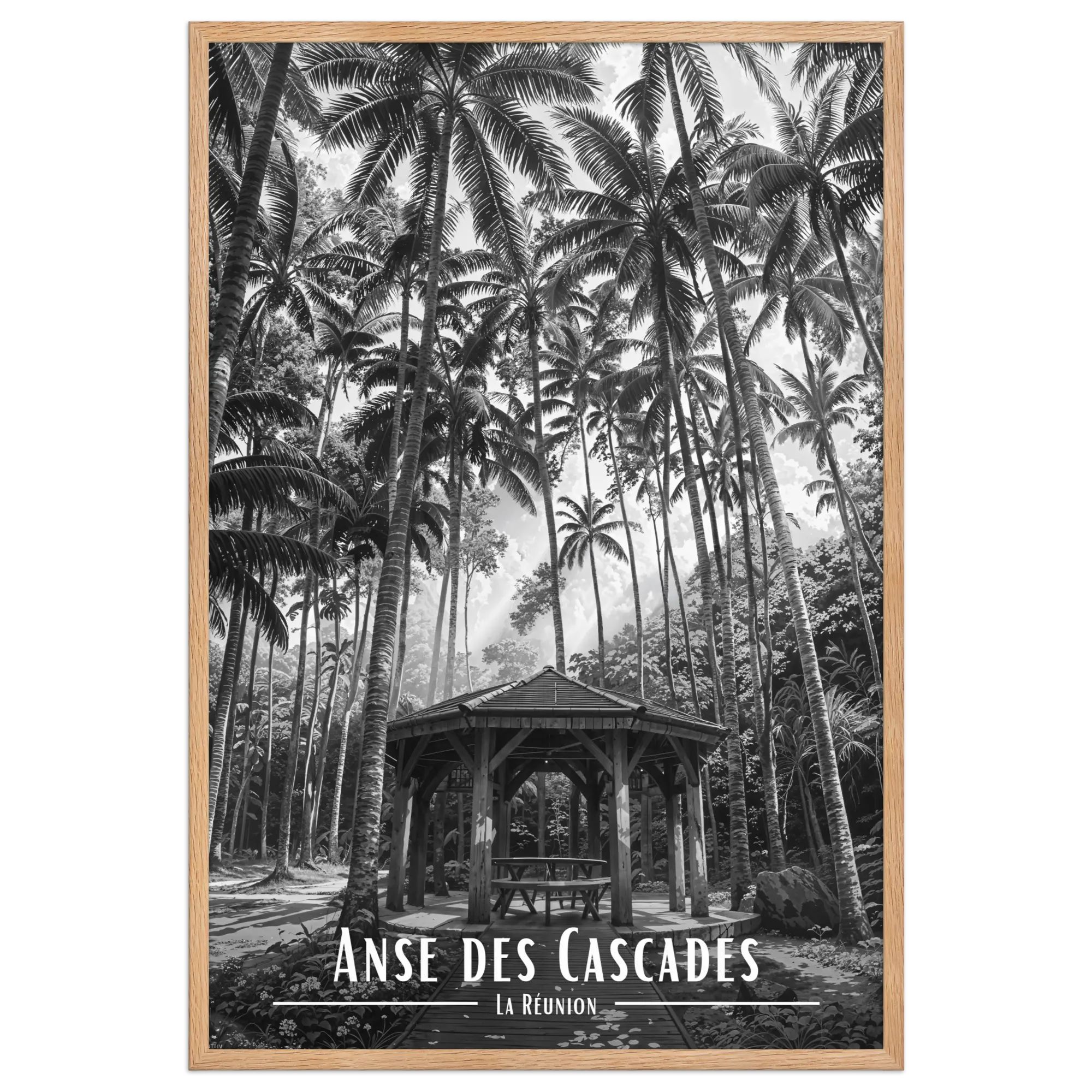Affiche Anse des Cascades Noir & Blanc 50 × 70 cm Blanc - Univile