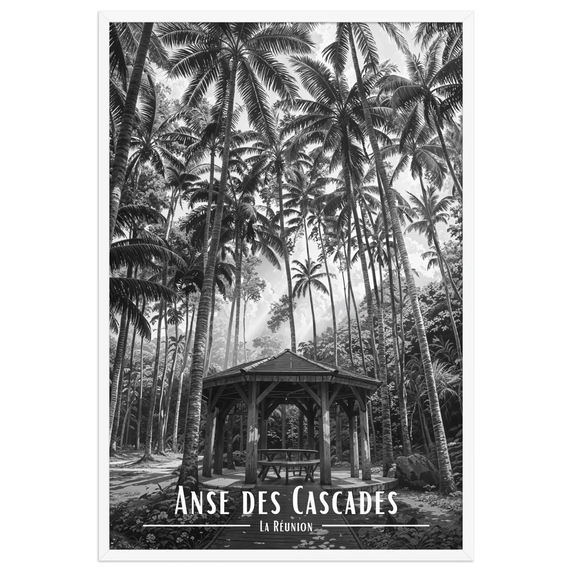 Affiche Anse des Cascades Noir & Blanc 30 × 40 cm Sans Cadre - Univile
