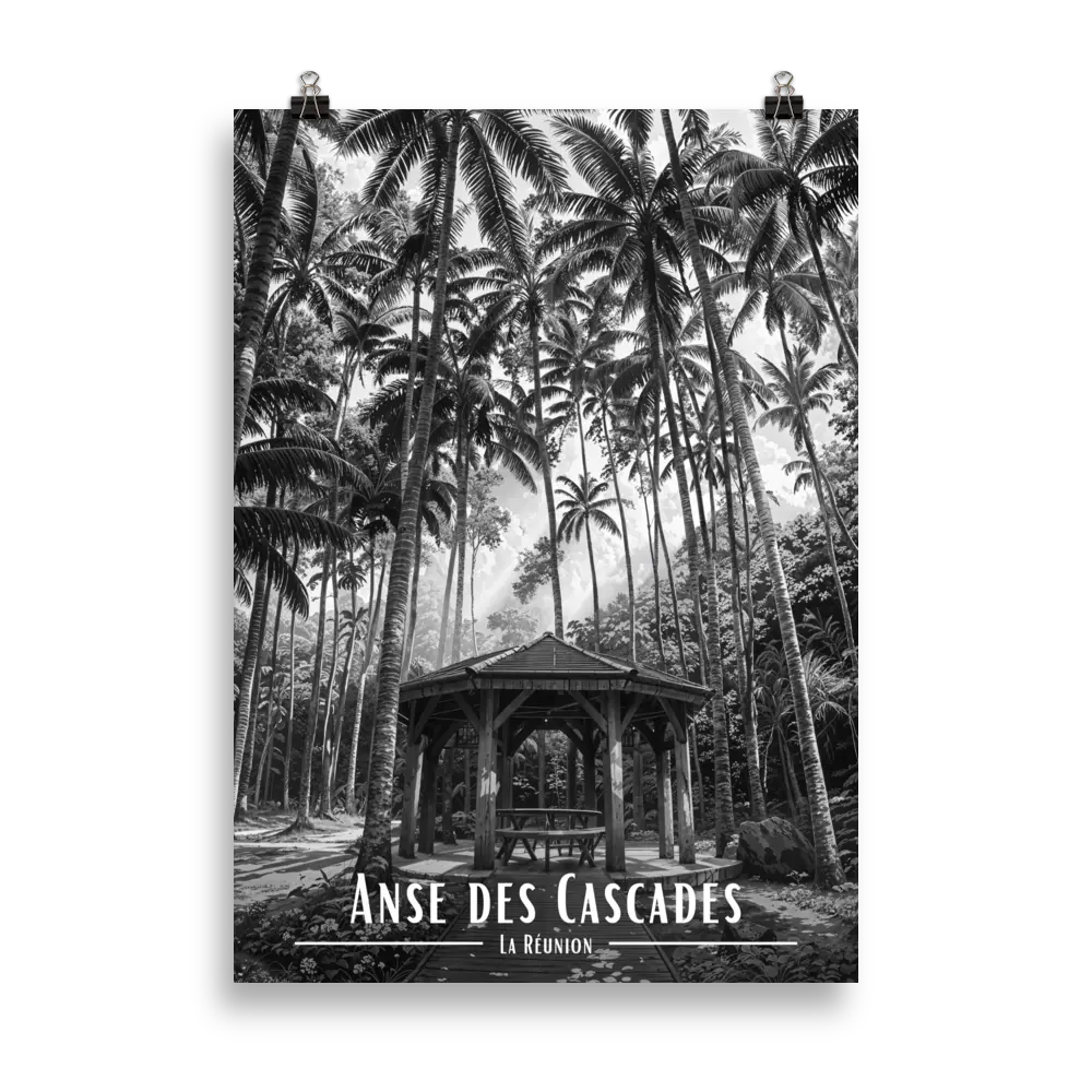 Affiche Anse des Cascades Noir & Blanc 61 × 91 cm Blanc - Univile