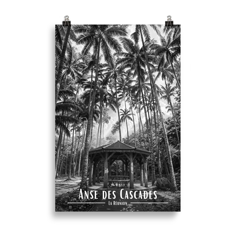 Affiche Anse des Cascades Noir & Blanc 61 × 91 cm Oak - Univile