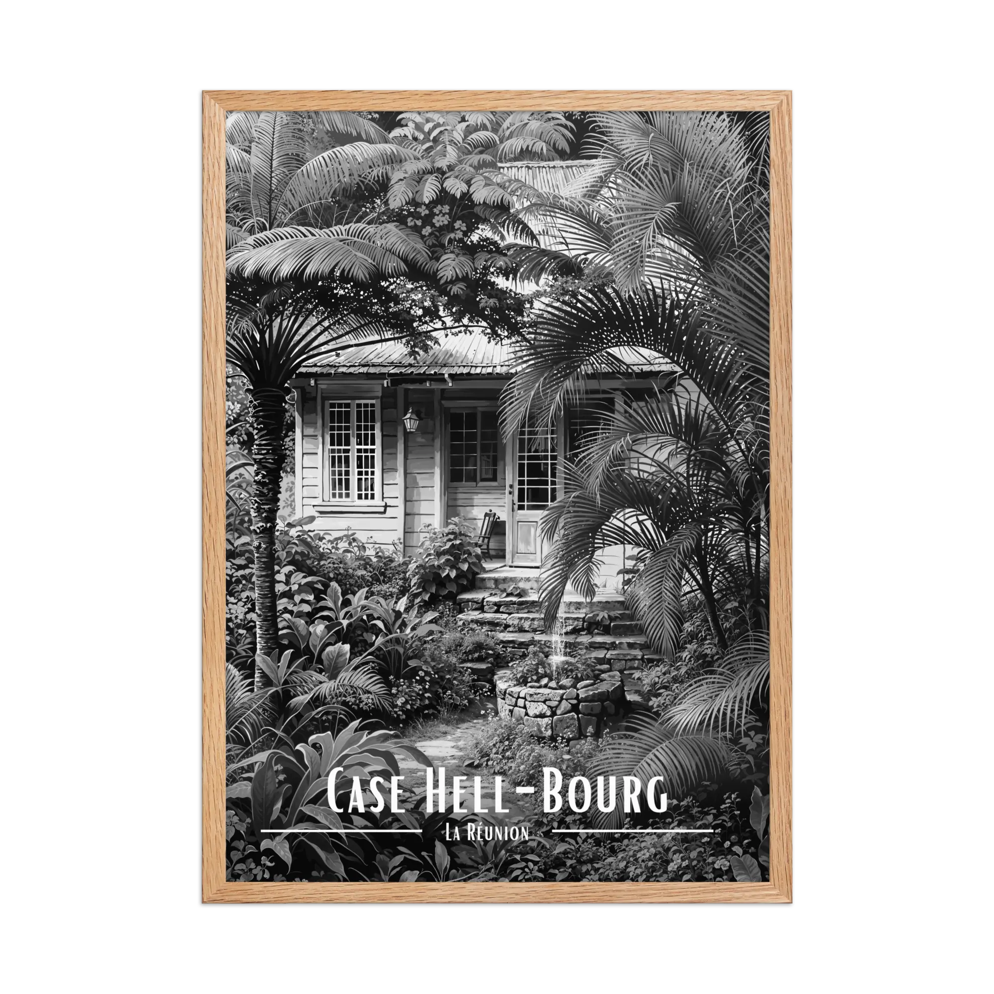 Affiche Case Hell-Bourg Noir & Blanc 50 × 70 cm Sans Cadre - Univile