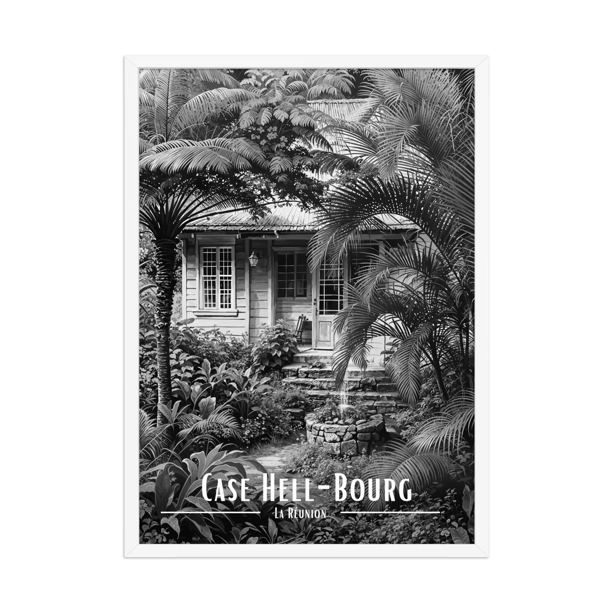 Affiche Case Hell-Bourg Noir & Blanc 50 × 70 cm Noir - Univile