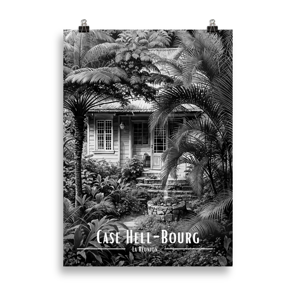 Affiche Case Hell-Bourg Noir & Blanc 61 × 91 cm Blanc - Univile