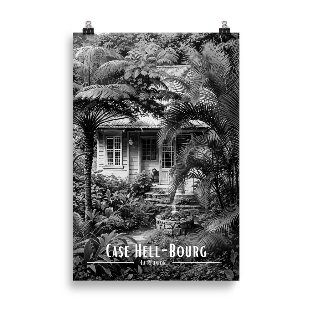 Affiche Case Hell-Bourg Noir & Blanc 61 × 91 cm Oak - Univile