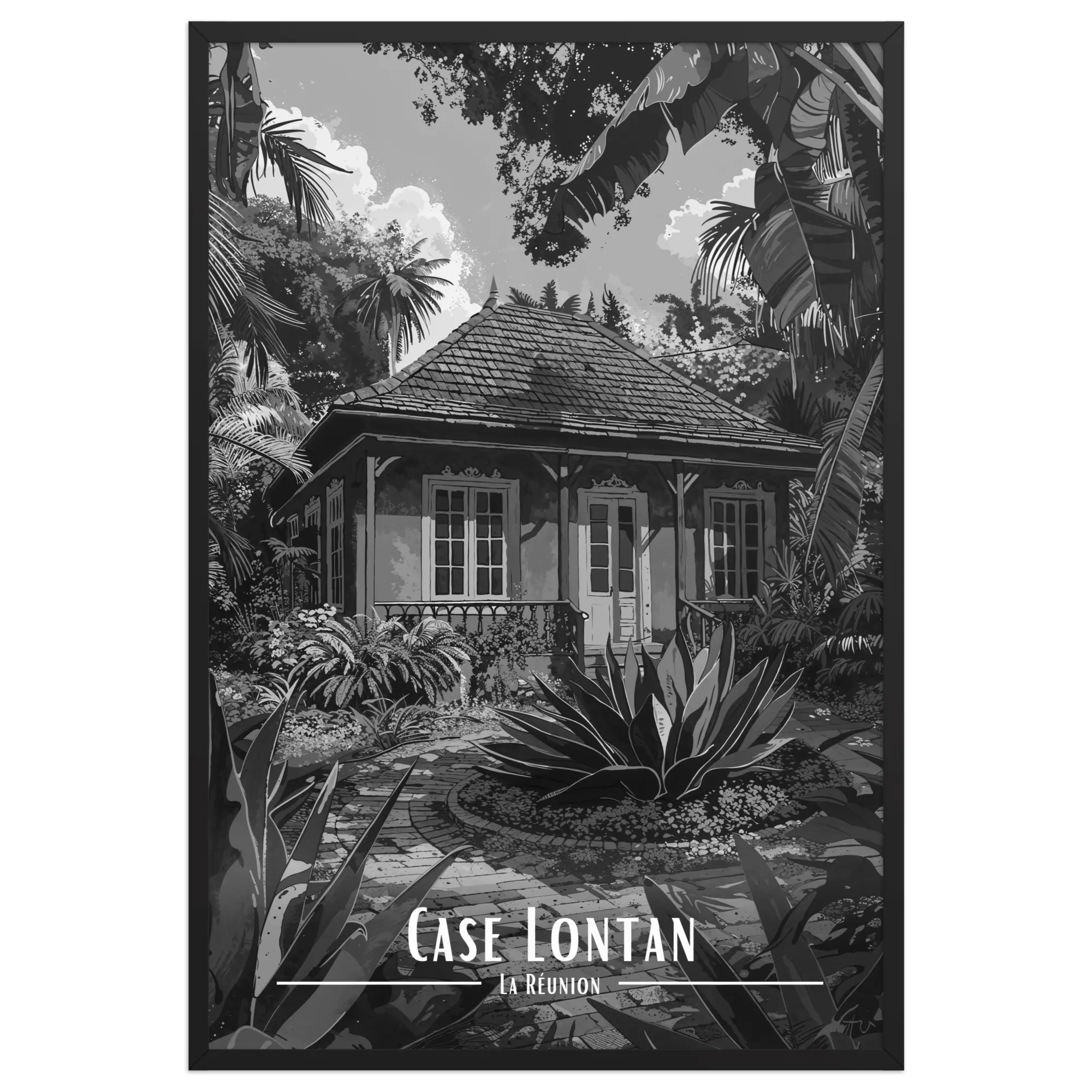 Affiche Case Lontan Noir & Blanc 30 × 40 cm Sans Cadre - Univile
