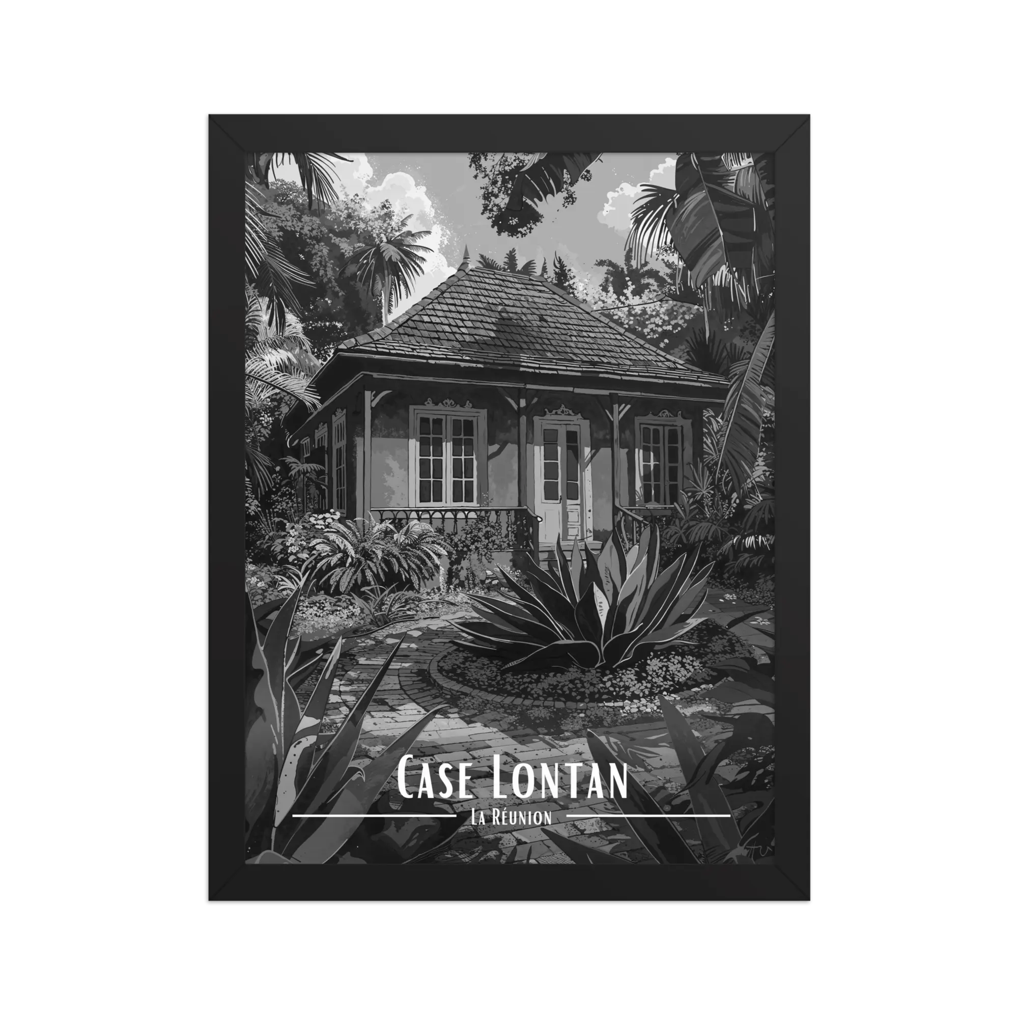 Affiche Case Lontan Noir & Blanc 30 × 40 cm Noir - Univile