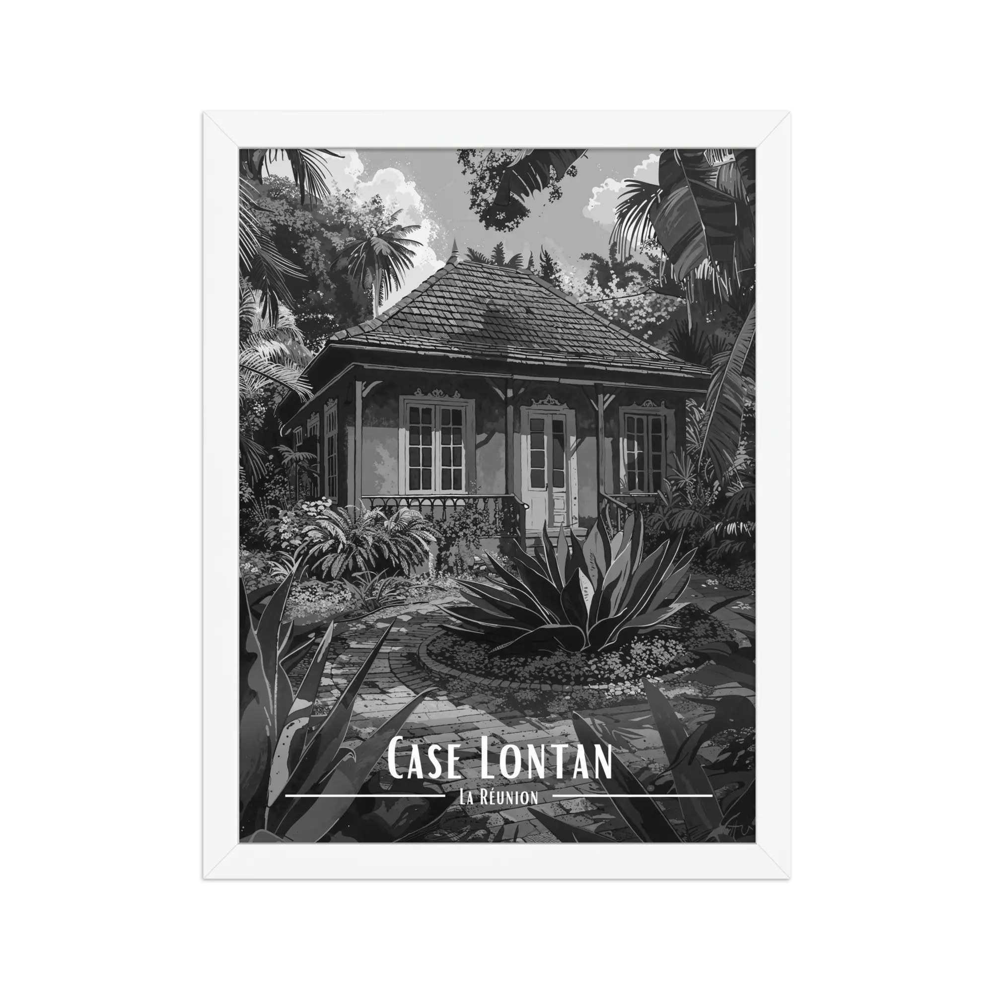 Affiche Case Lontan Noir & Blanc 50 × 70 cm Oak - Univile