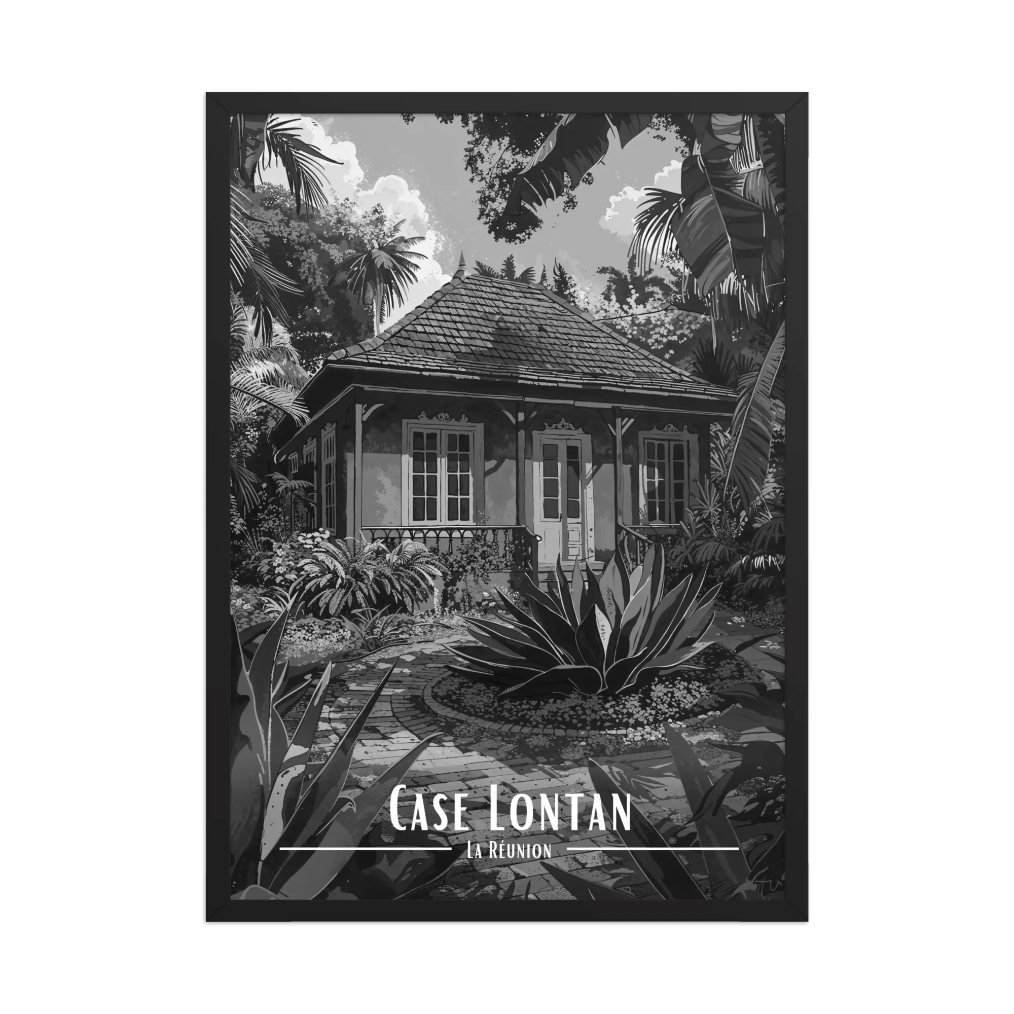 Affiche Case Lontan Noir & Blanc 30 × 40 cm Oak - Univile