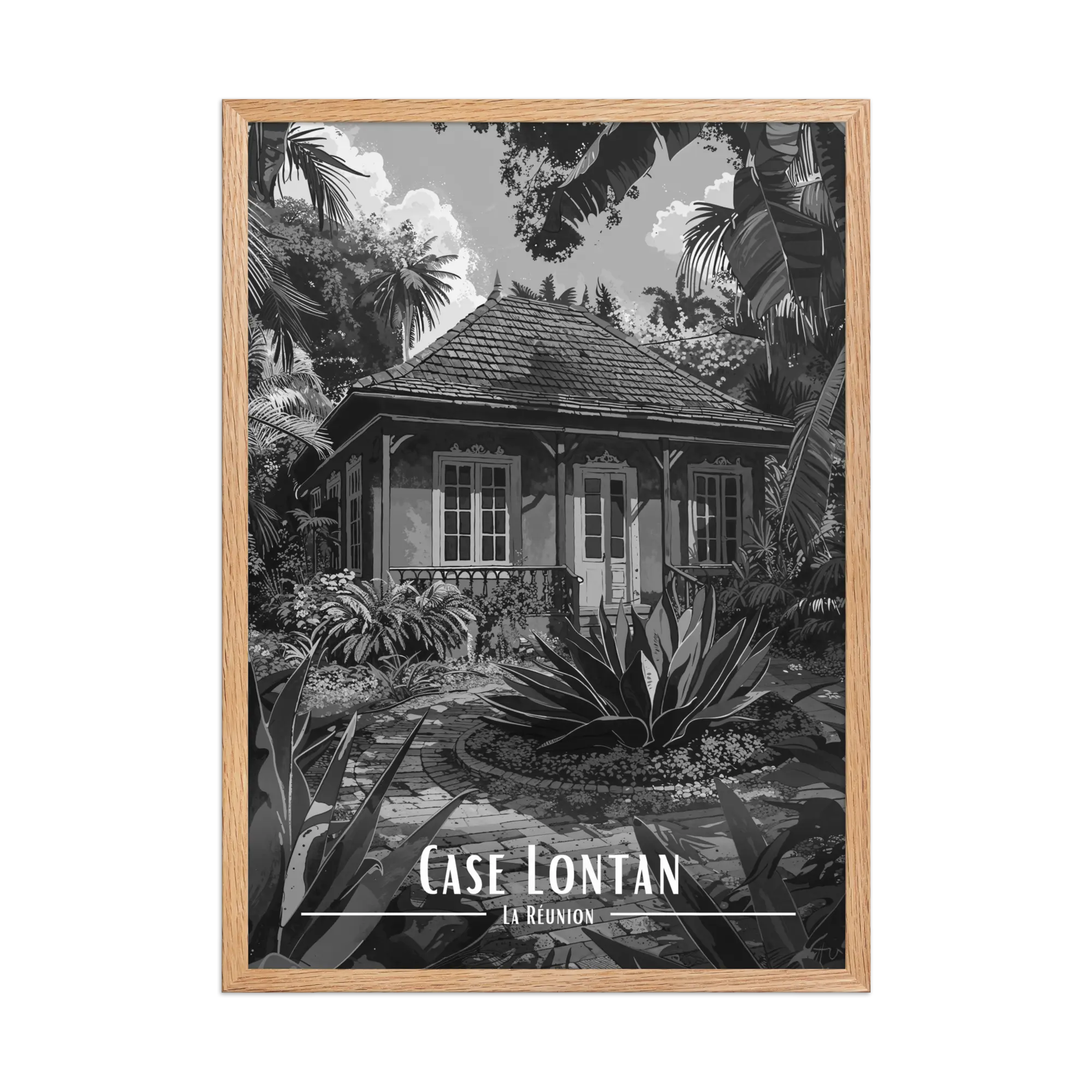 Affiche Case Lontan Noir & Blanc 50 × 70 cm Blanc - Univile