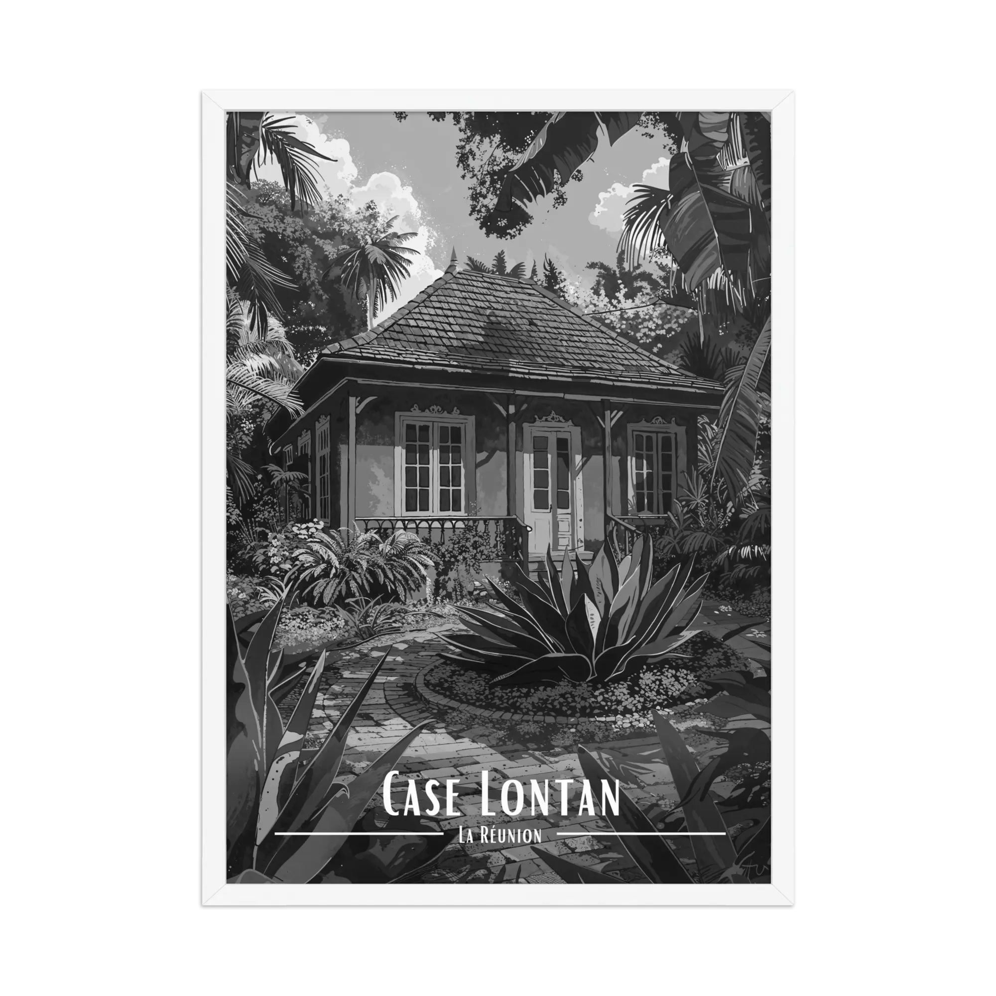 Affiche Case Lontan Noir & Blanc 30 × 40 cm Blanc - Univile