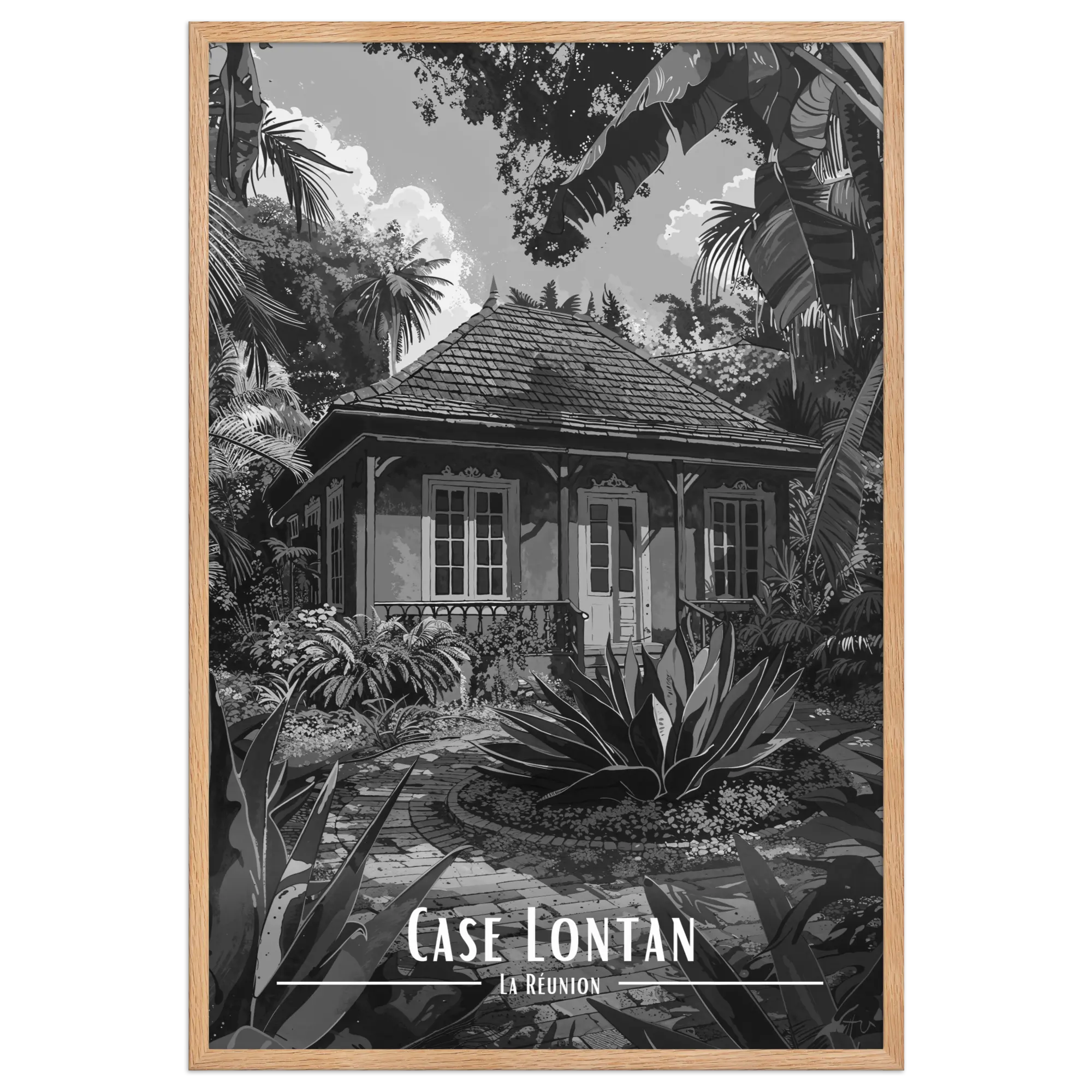 Affiche Case Lontan Noir & Blanc 50 × 70 cm Noir - Univile