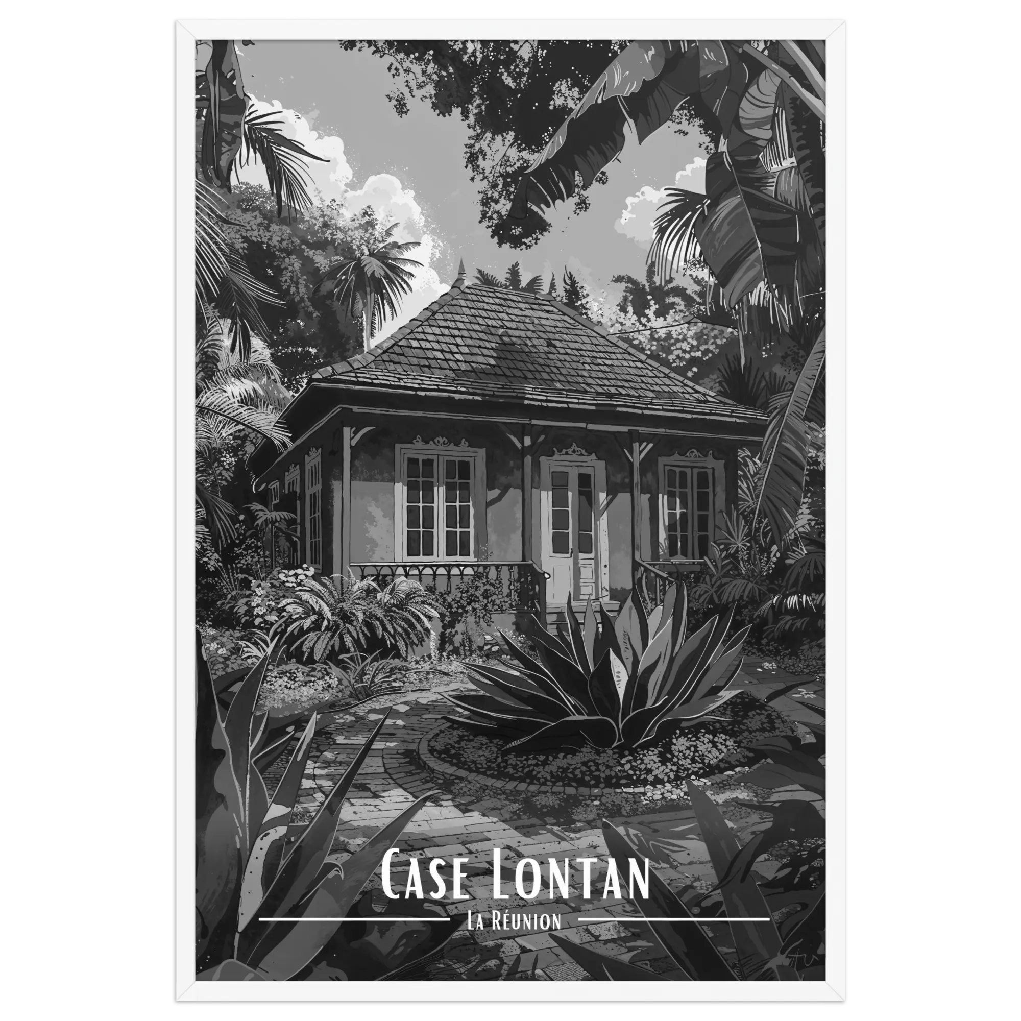 Affiche Case Lontan Noir & Blanc 50 × 70 cm Sans Cadre - Univile