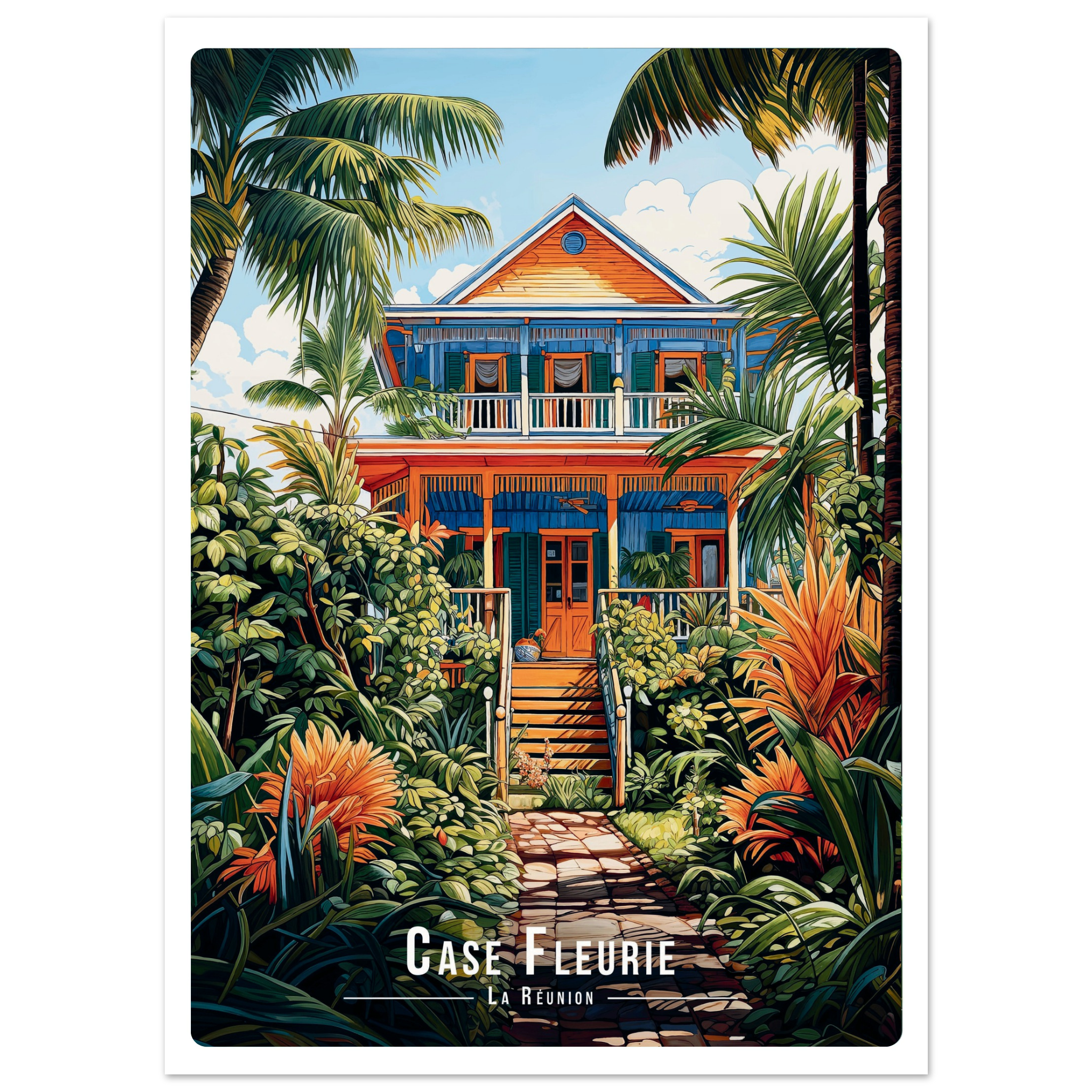 Affiche Carte Postale Case Fleurie   - Univ'île