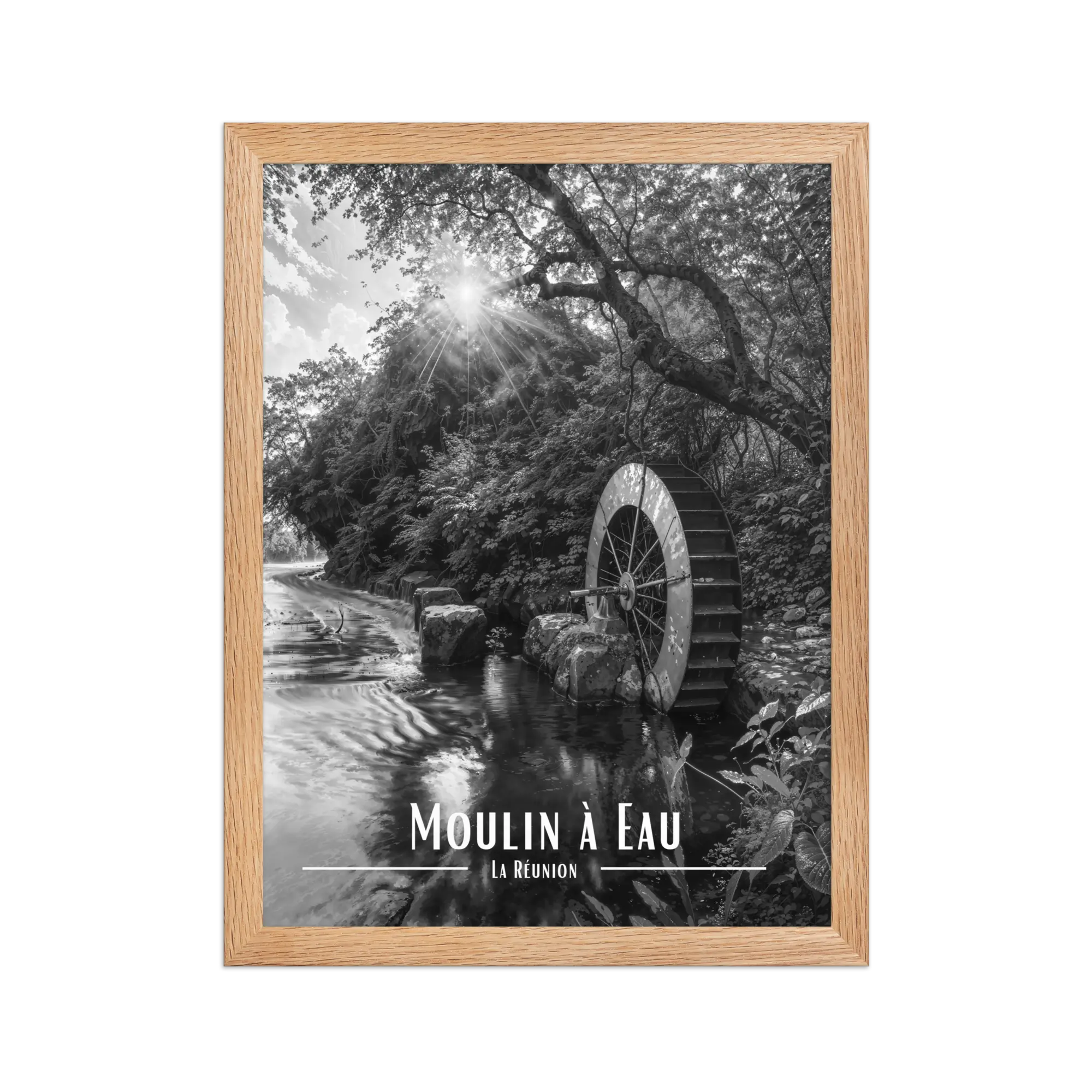 Affiche Moulin à Eau Noir & Blanc 61 × 91 cm Sans Cadre - Univile