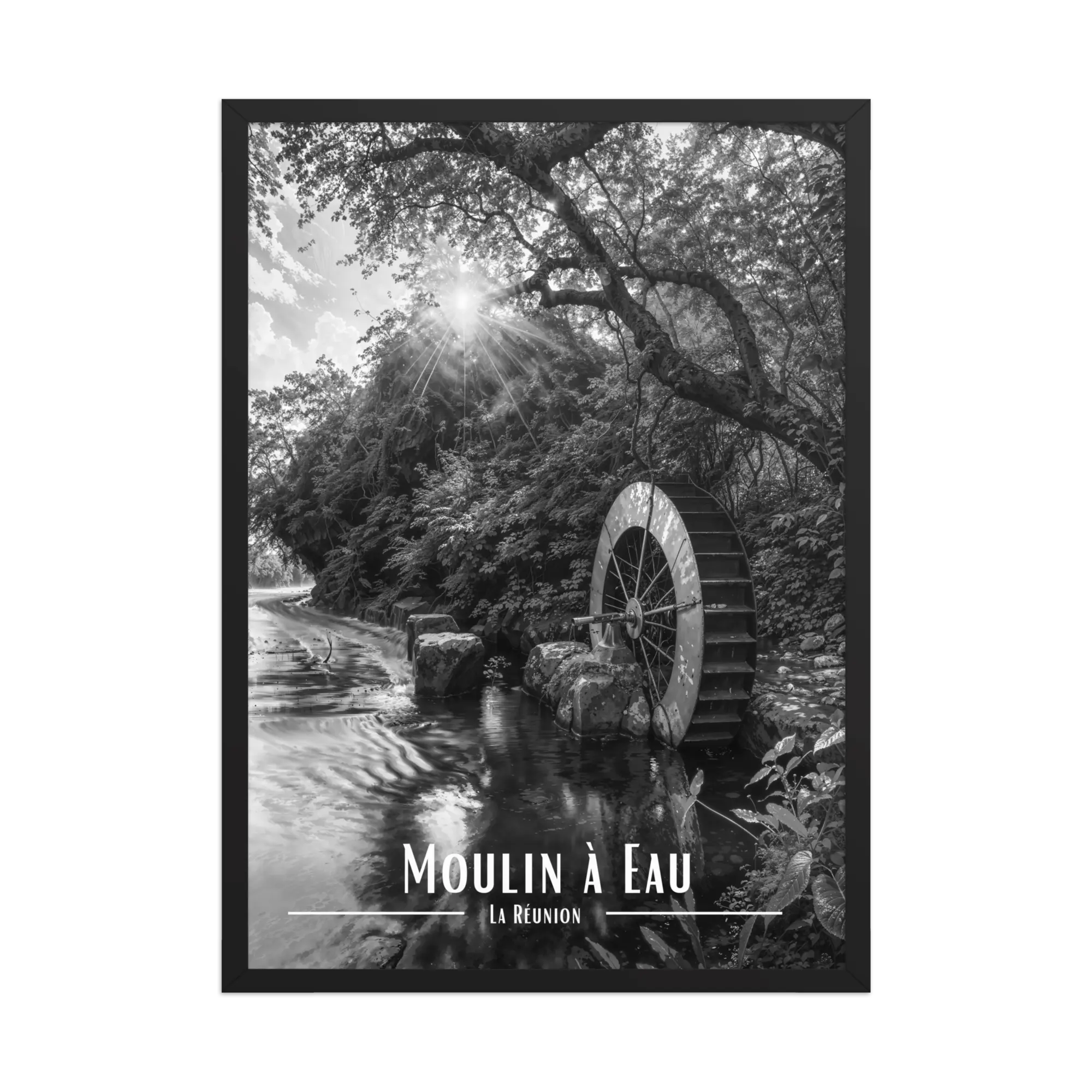 Affiche Moulin à Eau Noir & Blanc 30 × 40 cm Oak - Univile