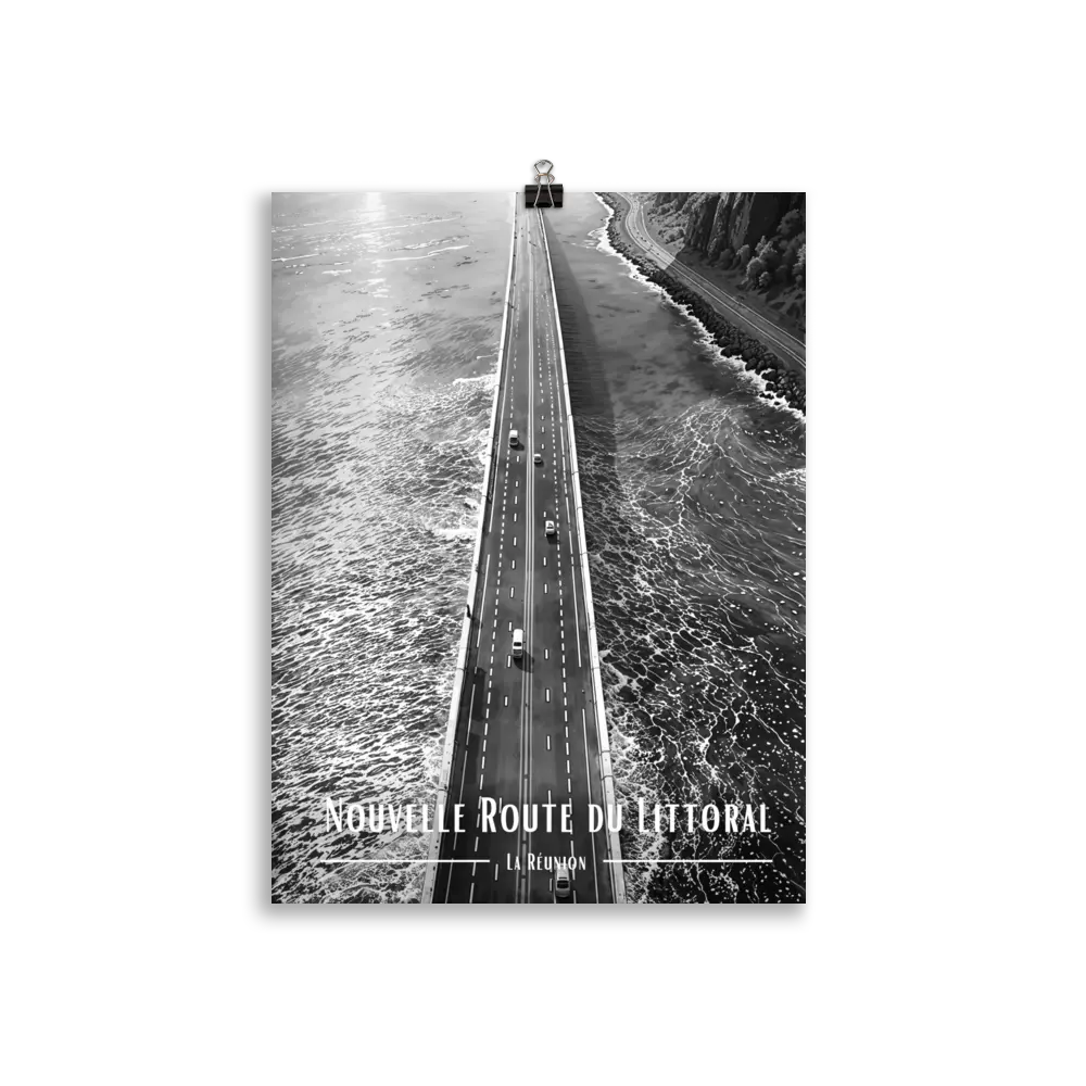 Affiche Nouvelle Route du Littoral Noir & Blanc 61 × 91 cm Blanc - Univile