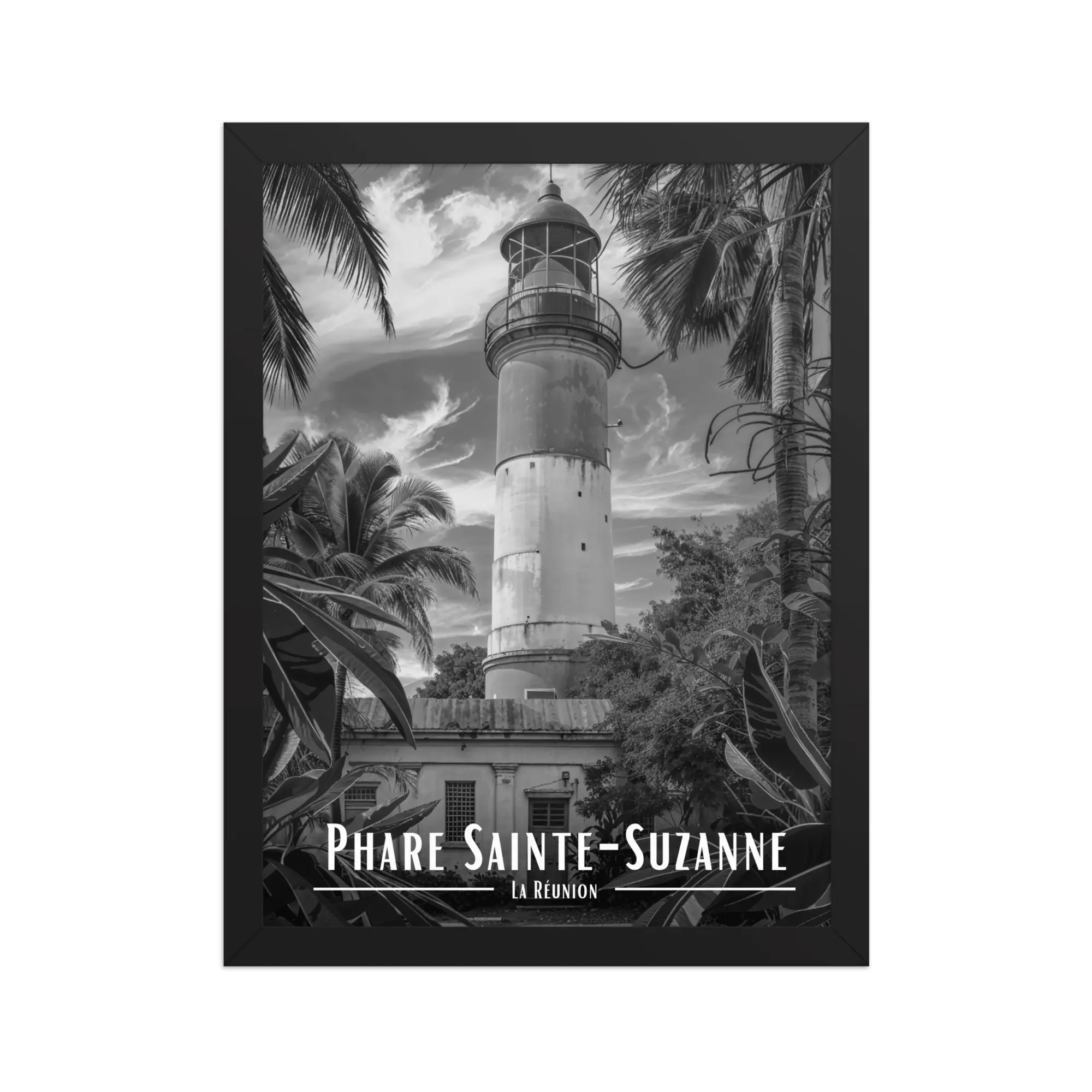 Affiche Phare Sainte-Suzanne Noir & Blanc 30 × 40 cm Noir - Univile