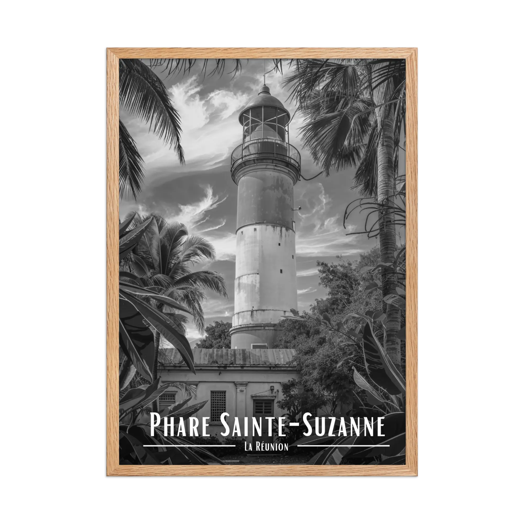 Affiche Phare Sainte-Suzanne Noir & Blanc 50 × 70 cm Blanc - Univile