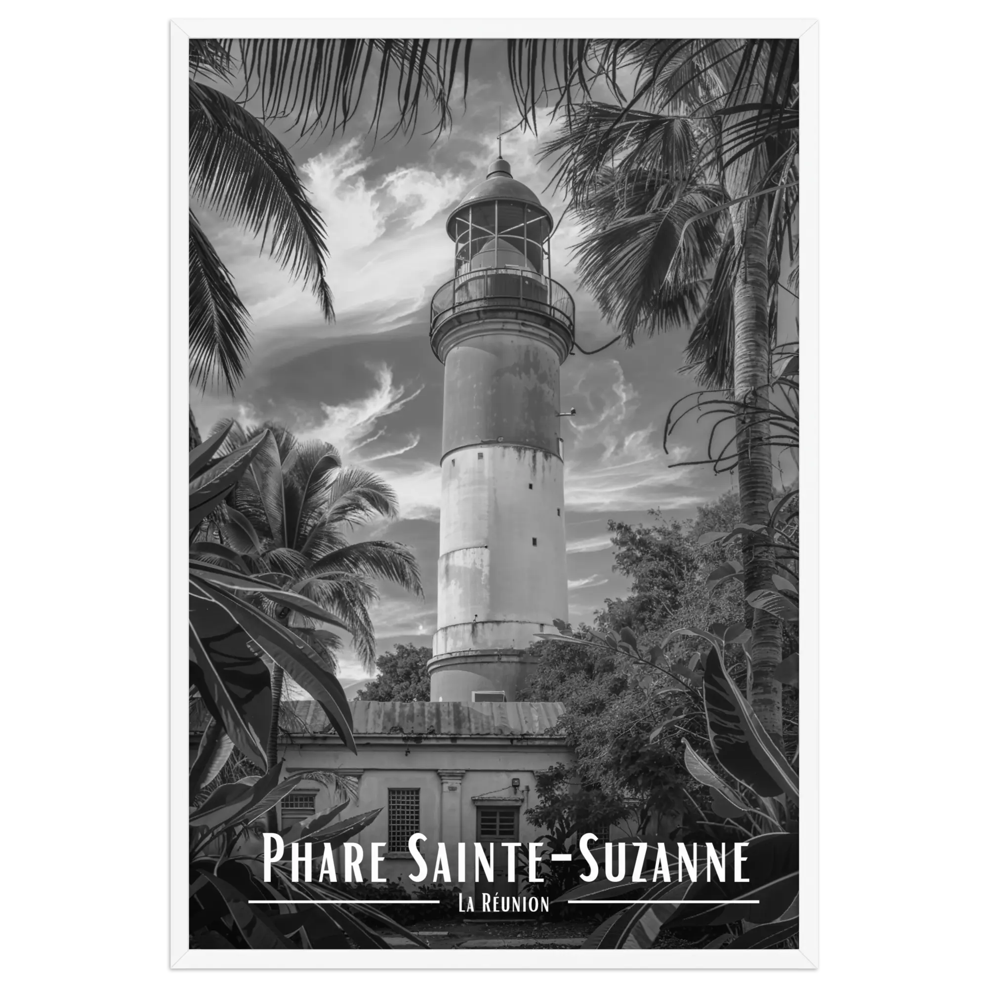 Affiche Phare Sainte-Suzanne Noir & Blanc 30 × 40 cm Blanc - Univile
