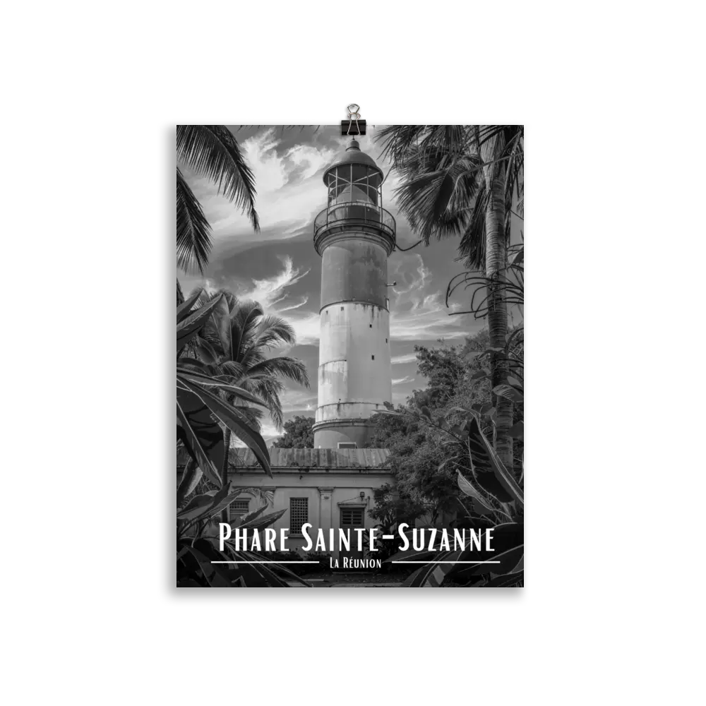 Affiche Phare Sainte-Suzanne Noir & Blanc 61 × 91 cm Blanc - Univile