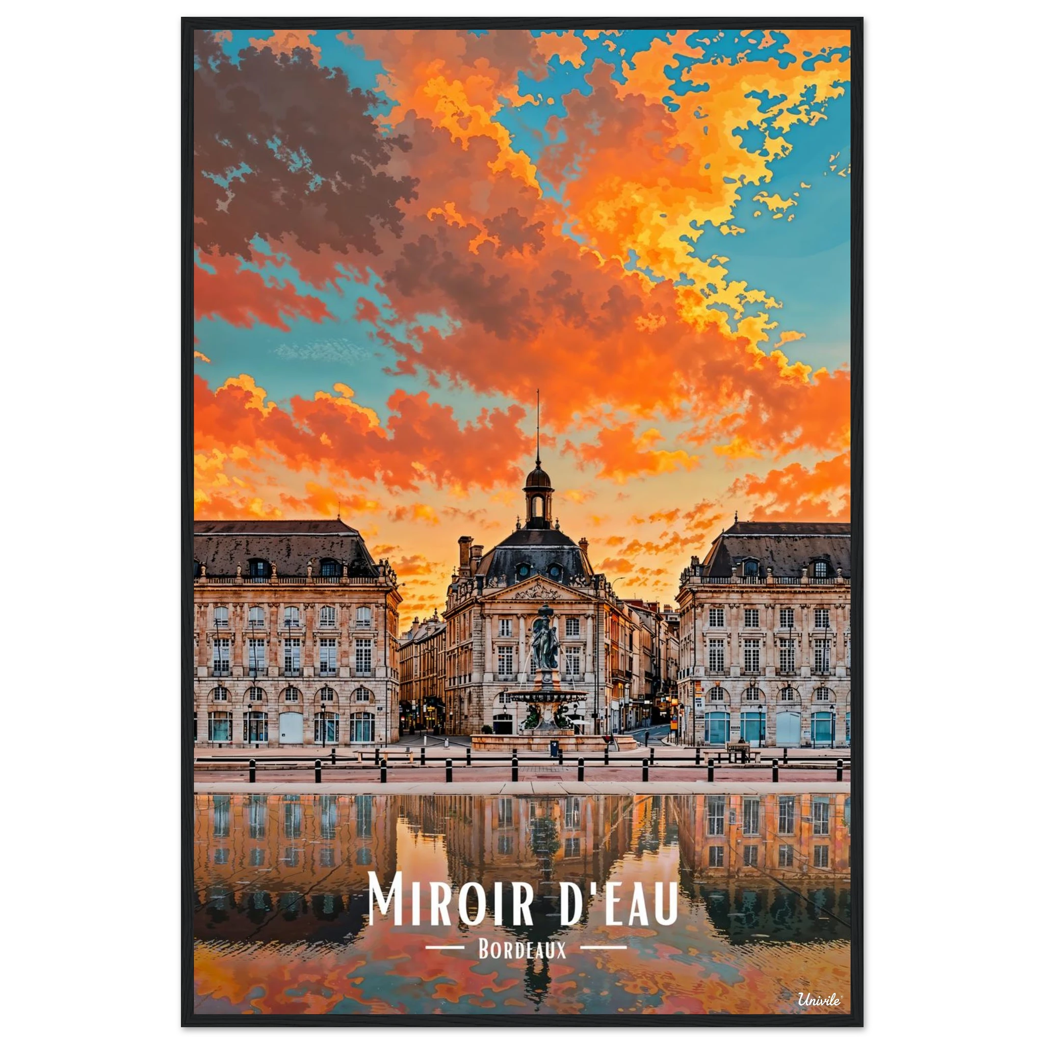 Affiche de bordeaux Miroir d’eau 61 × 91 cm / Noir - Univile