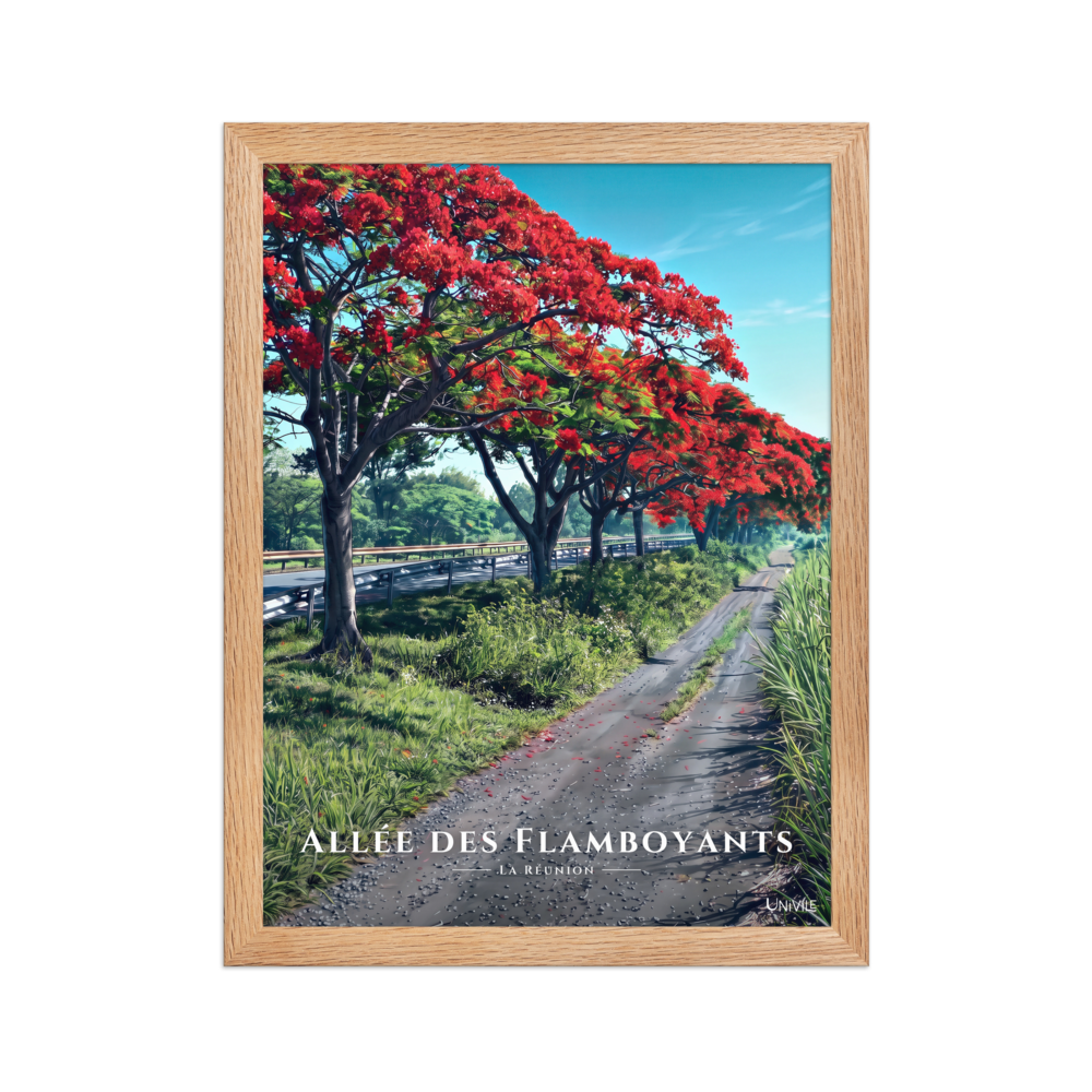 Affiche de La Réunion Allée des Flamboyants 30 × 40 cm / Oak - Univile La Réunion
