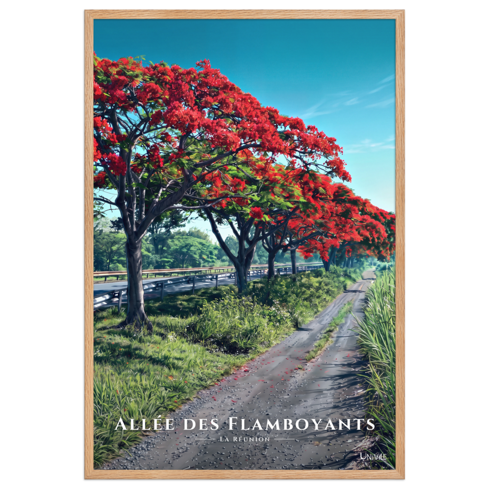 Affiche de La Réunion Allée des Flamboyants 61 × 91 cm / Oak - Univile La Réunion