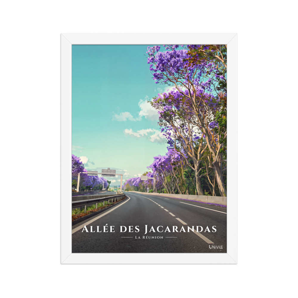 Affiche de La Réunion Allée des Jacarandas 30 × 40 cm / Blanc - Univile La Réunion