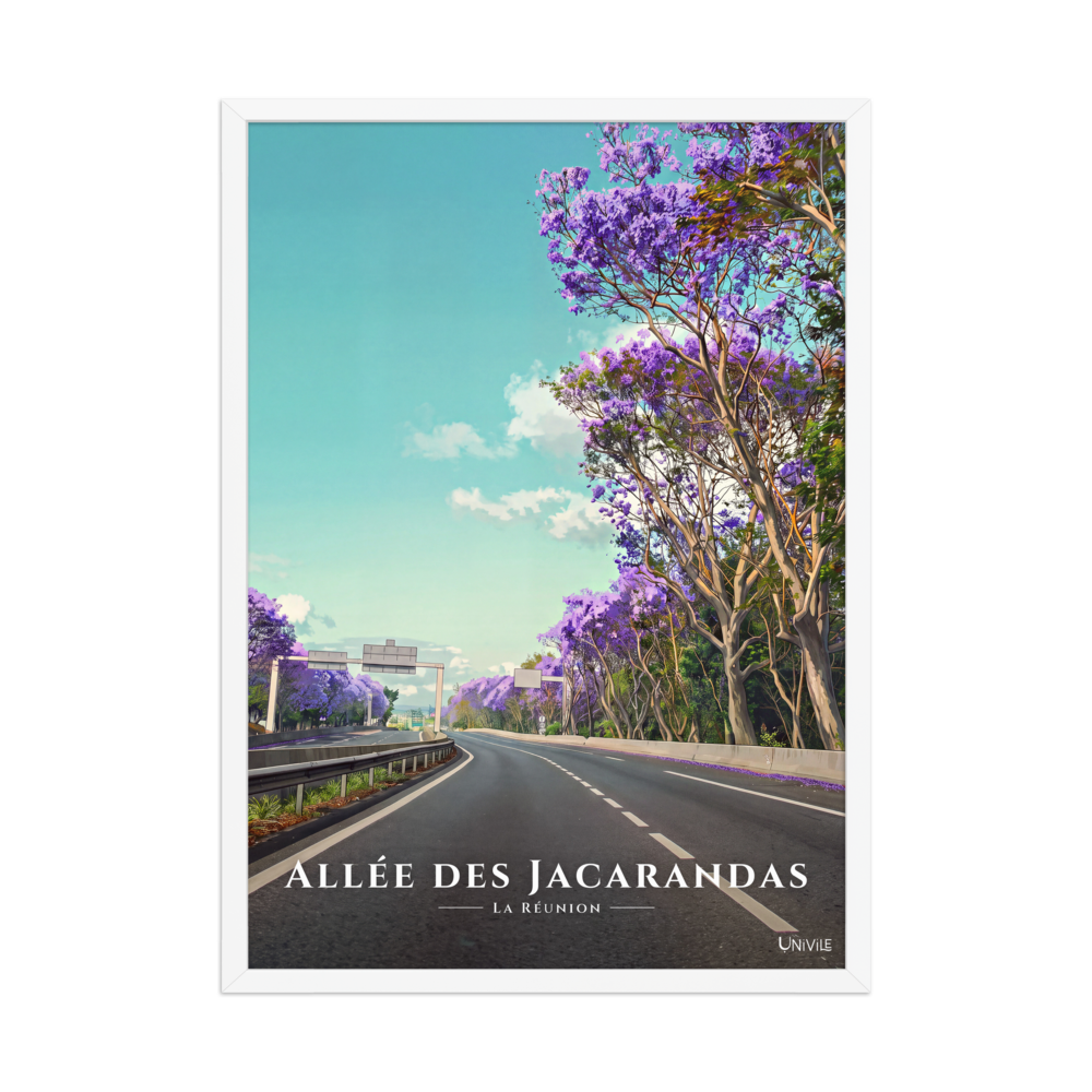 Affiche de La Réunion Allée des Jacarandas 50 × 70 cm / Blanc - Univile La Réunion