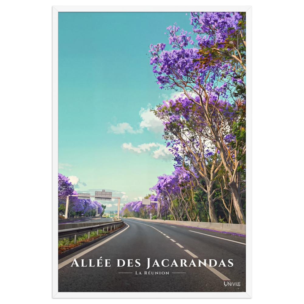 Affiche de La Réunion Allée des Jacarandas 61 × 91 cm / Blanc - Univile La Réunion