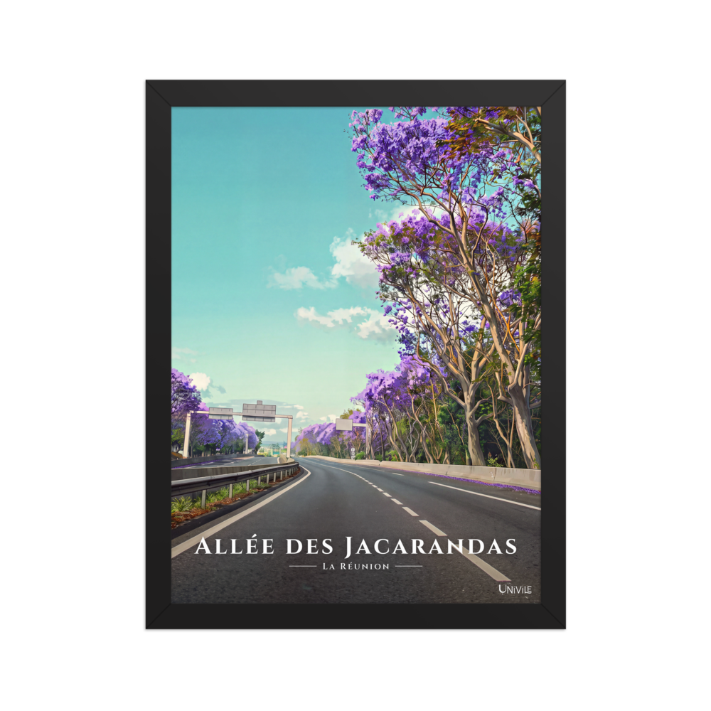 Affiche de La Réunion Allée des Jacarandas 30 × 40 cm / Noir - Univile La Réunion