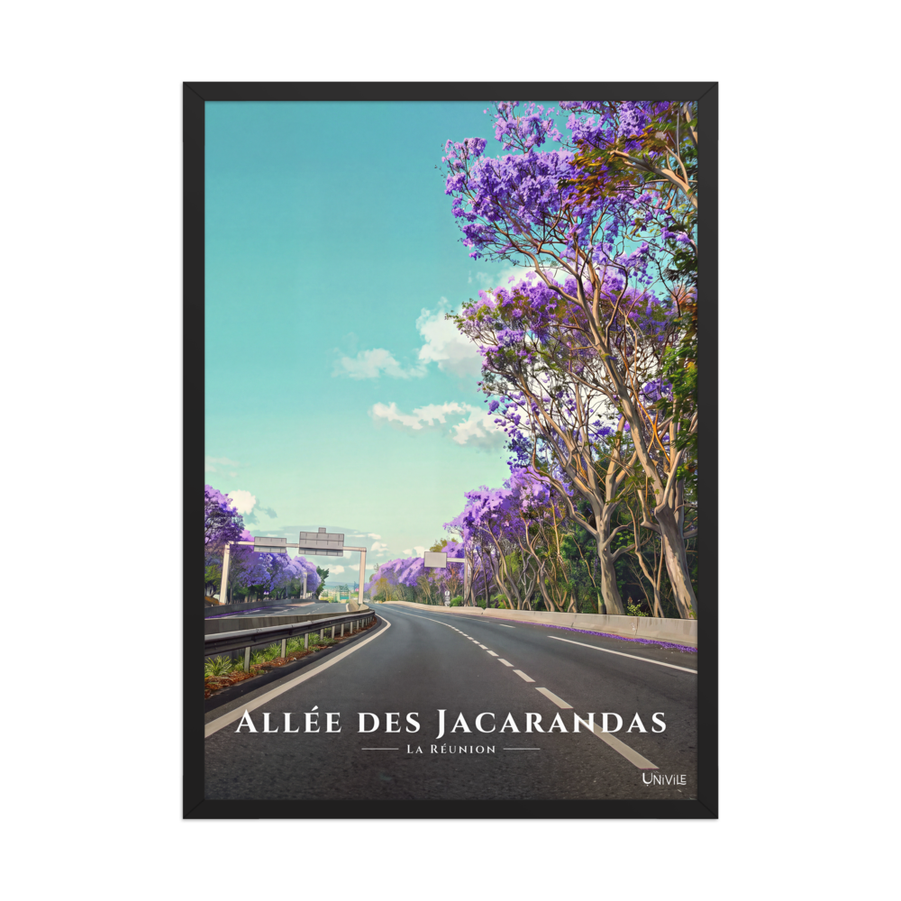 Affiche de La Réunion Allée des Jacarandas 50 × 70 cm / Noir - Univile La Réunion