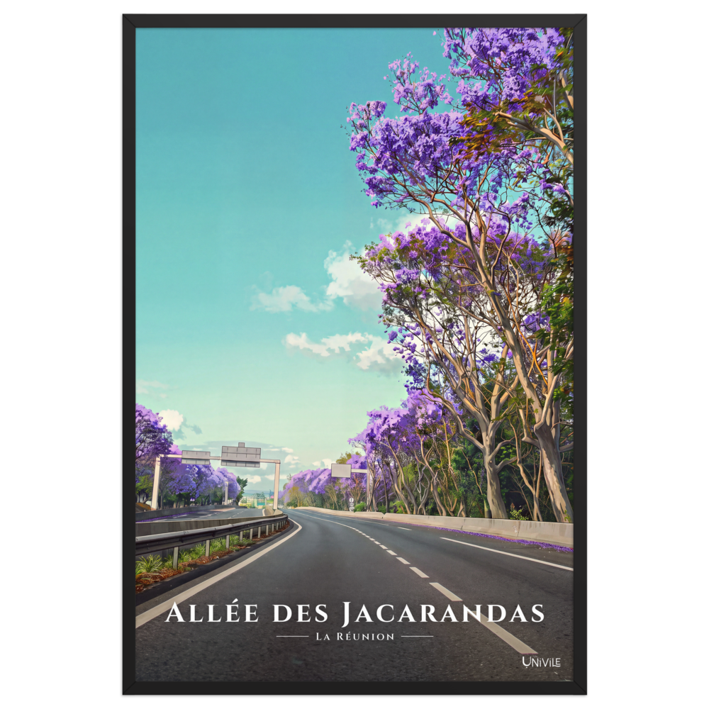 Affiche de La Réunion Allée des Jacarandas 61 × 91 cm / Noir - Univile La Réunion