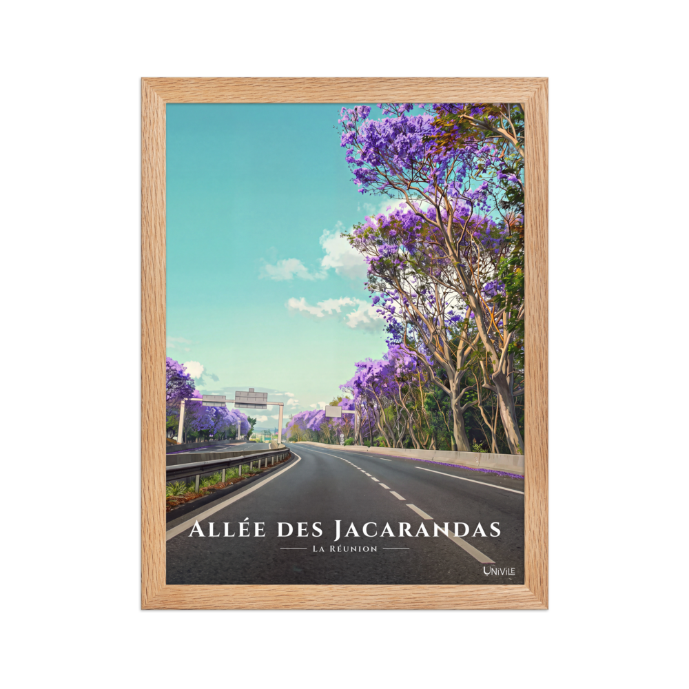 Affiche de La Réunion Allée des Jacarandas 30 × 40 cm / Oak - Univile La Réunion