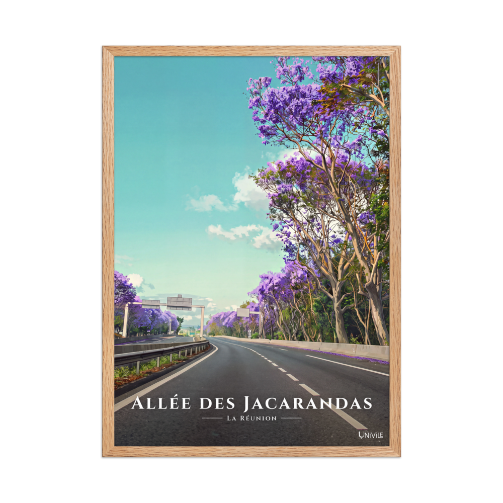 Affiche de La Réunion Allée des Jacarandas 50 × 70 cm / Oak - Univile La Réunion