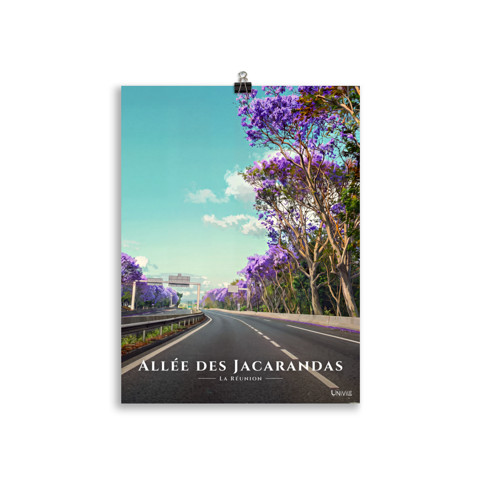 Affiche de La Réunion Allée des Jacarandas 30 × 40 cm / Sans cadre - Univile La Réunion