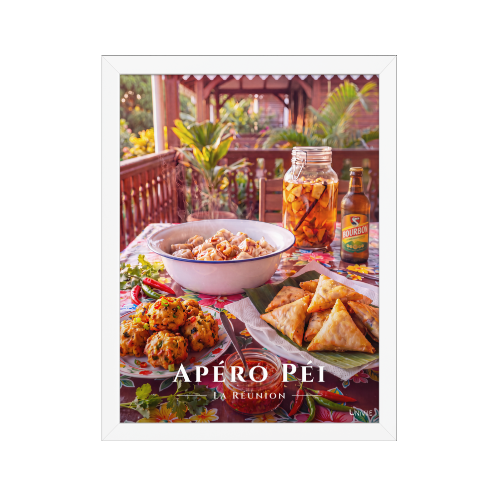 Affiche de La Réunion Apéro Péi 30 × 40 cm / Blanc - Univile La Réunion