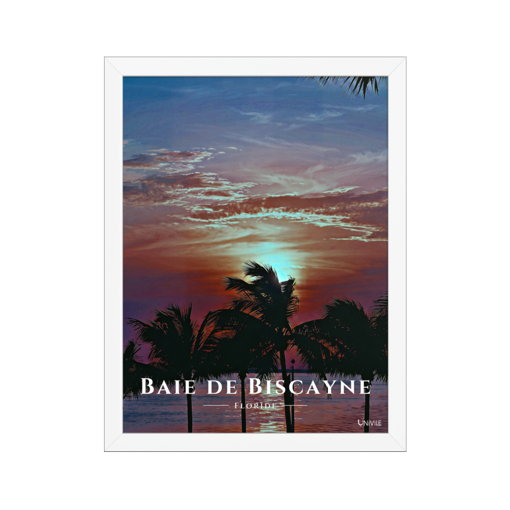 Affiche de Floride Baie de Biscayne 30 × 40 cm / Blanc - Univile Floride