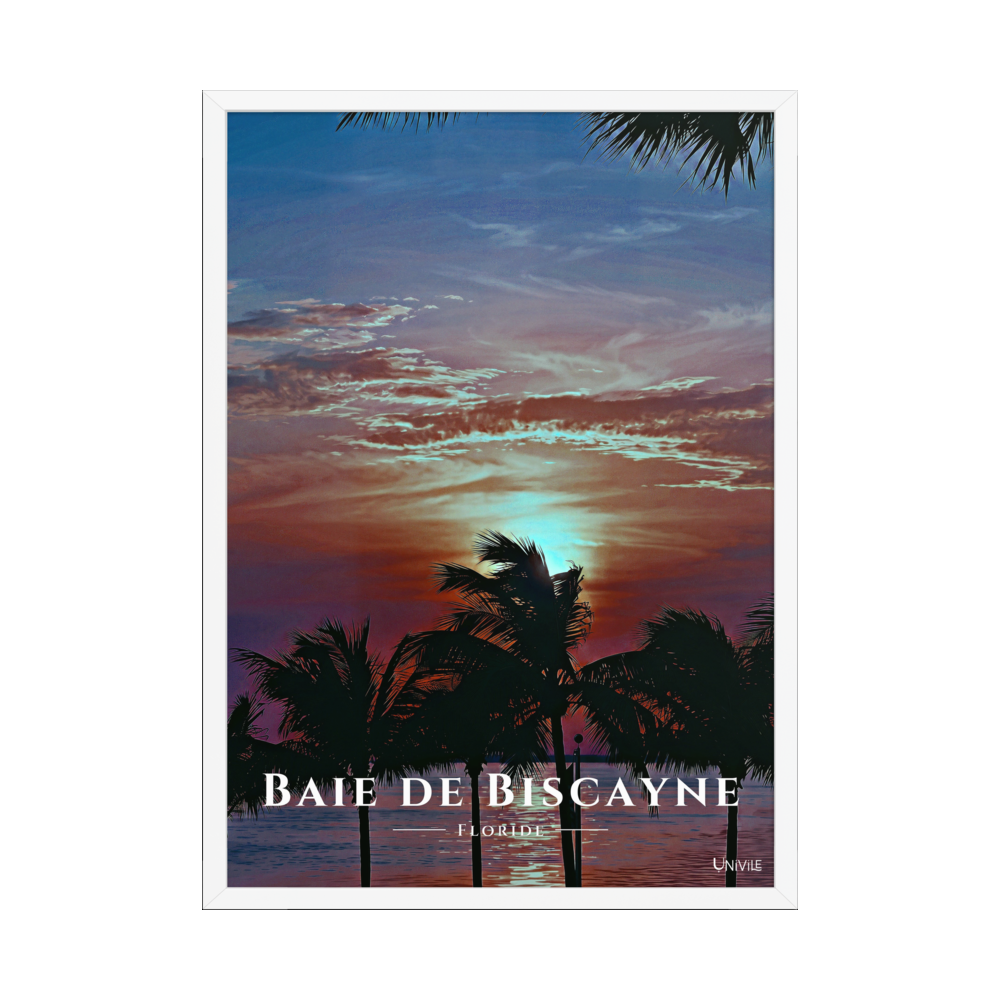 Affiche de Floride Baie de Biscayne 50 × 70 cm / Blanc - Univile Floride