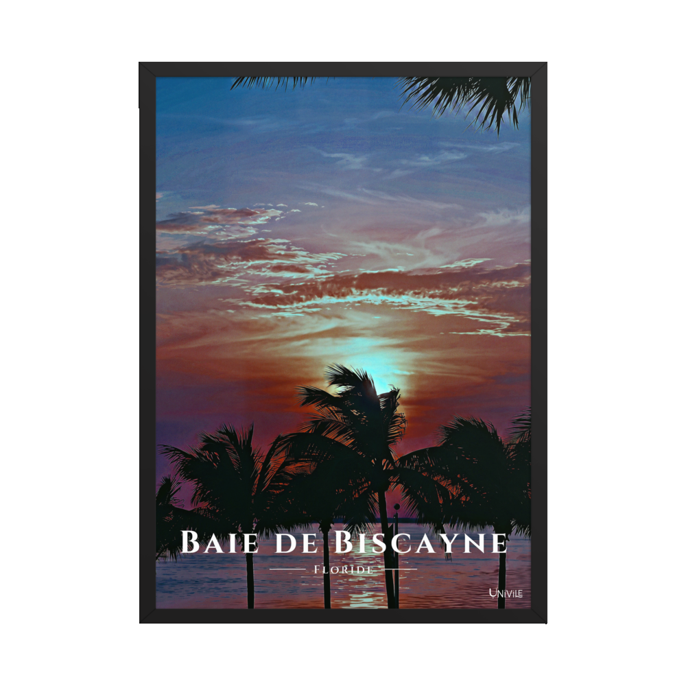 Affiche de Floride Baie de Biscayne 50 × 70 cm / Noir - Univile Floride