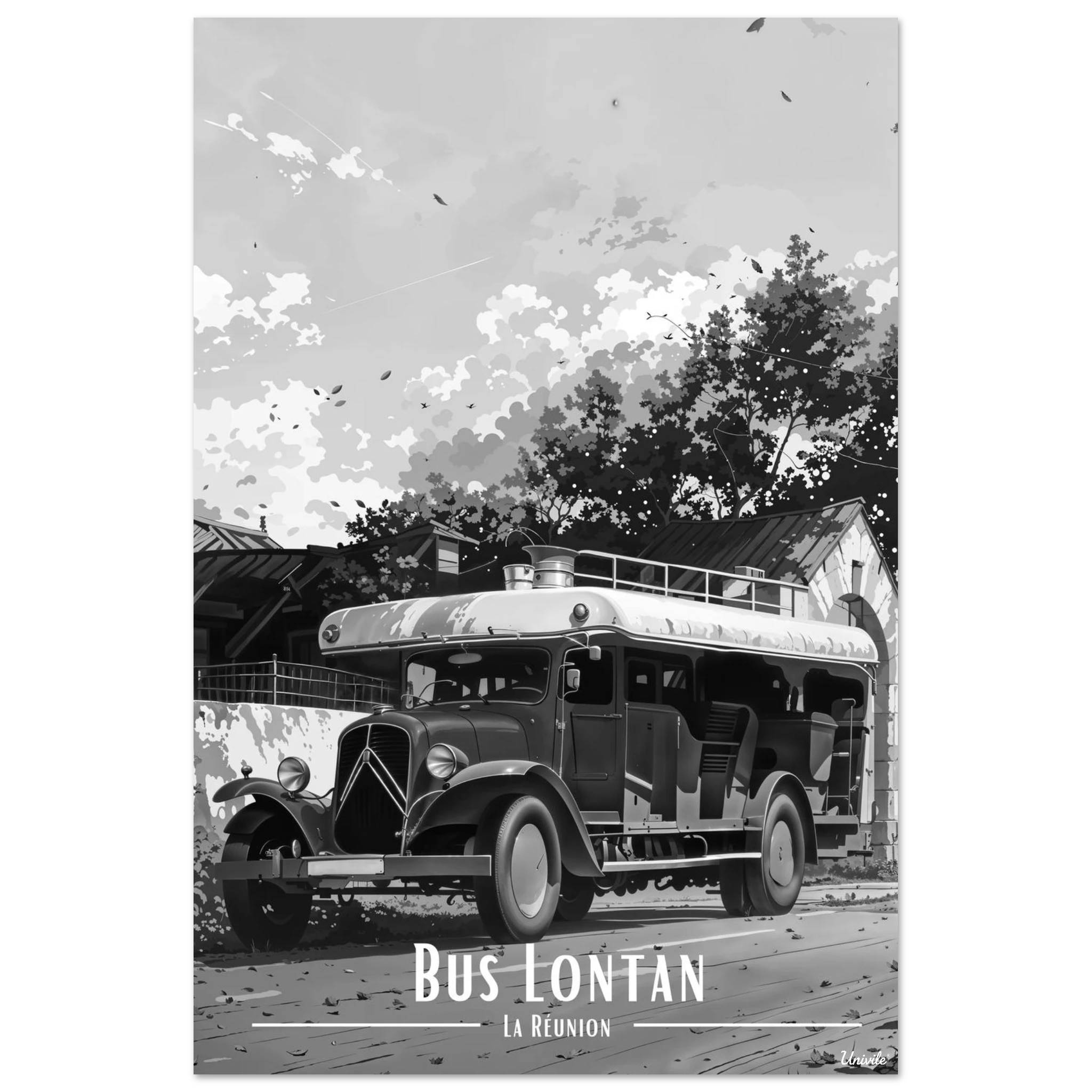 Affiche de la Réunion Car Courant d’Air Noir & Blanc 61 × 91 cm / Oak - Univile