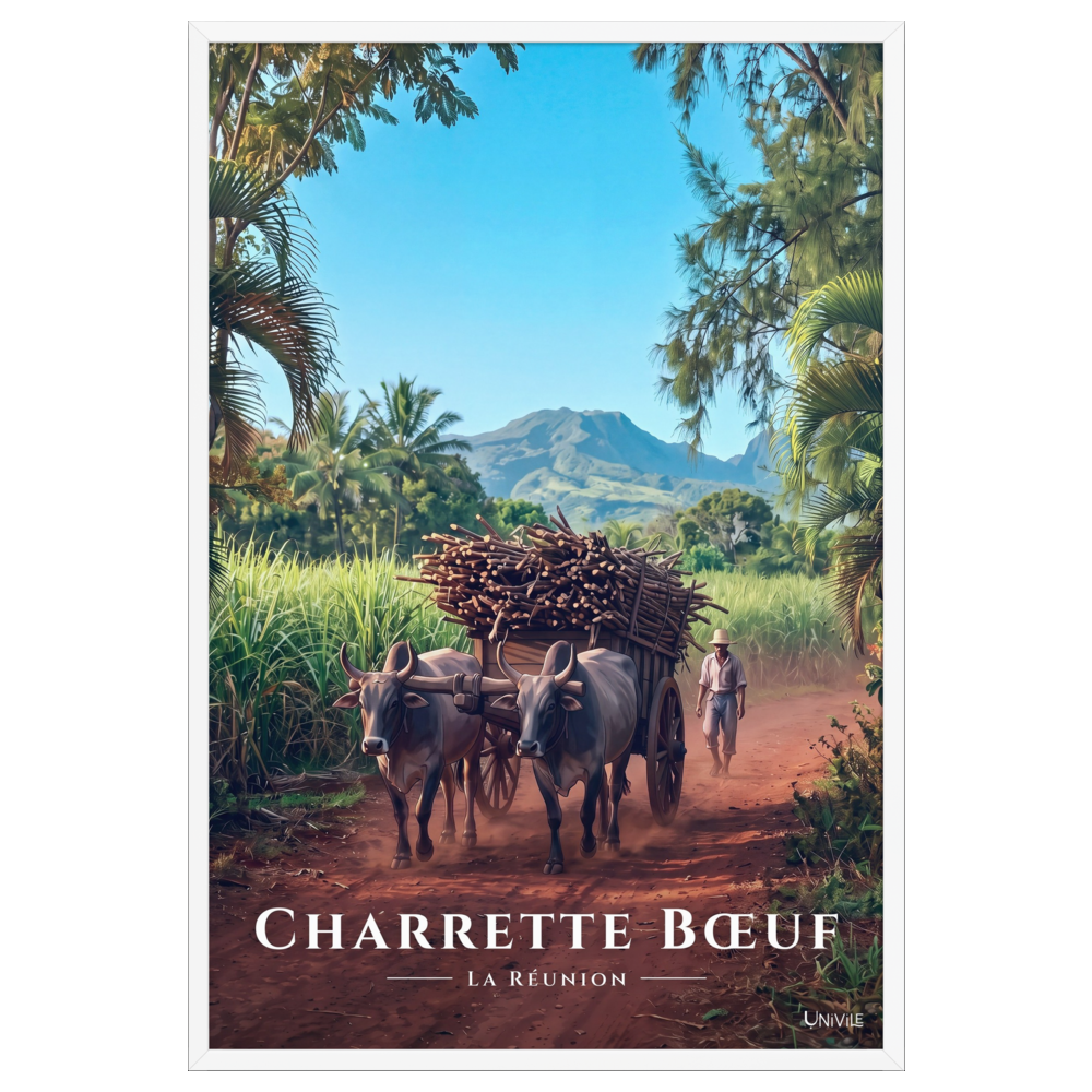 Poster Charrette Bœuf Blanc 61 × 91 cm